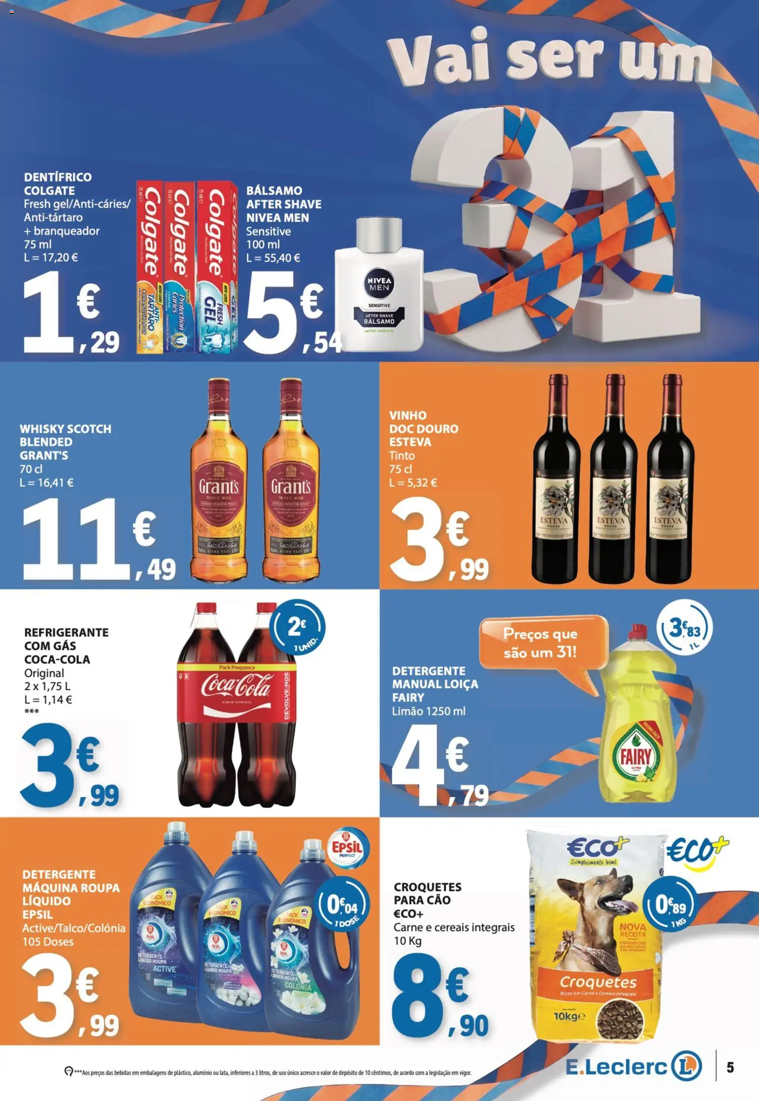 E.Leclerc folheto Semanal Aniversário 31 │ válido de 22/10/2026 | Página: 5 | Produtos: Bebidas, Detergente, Carne, Cereais