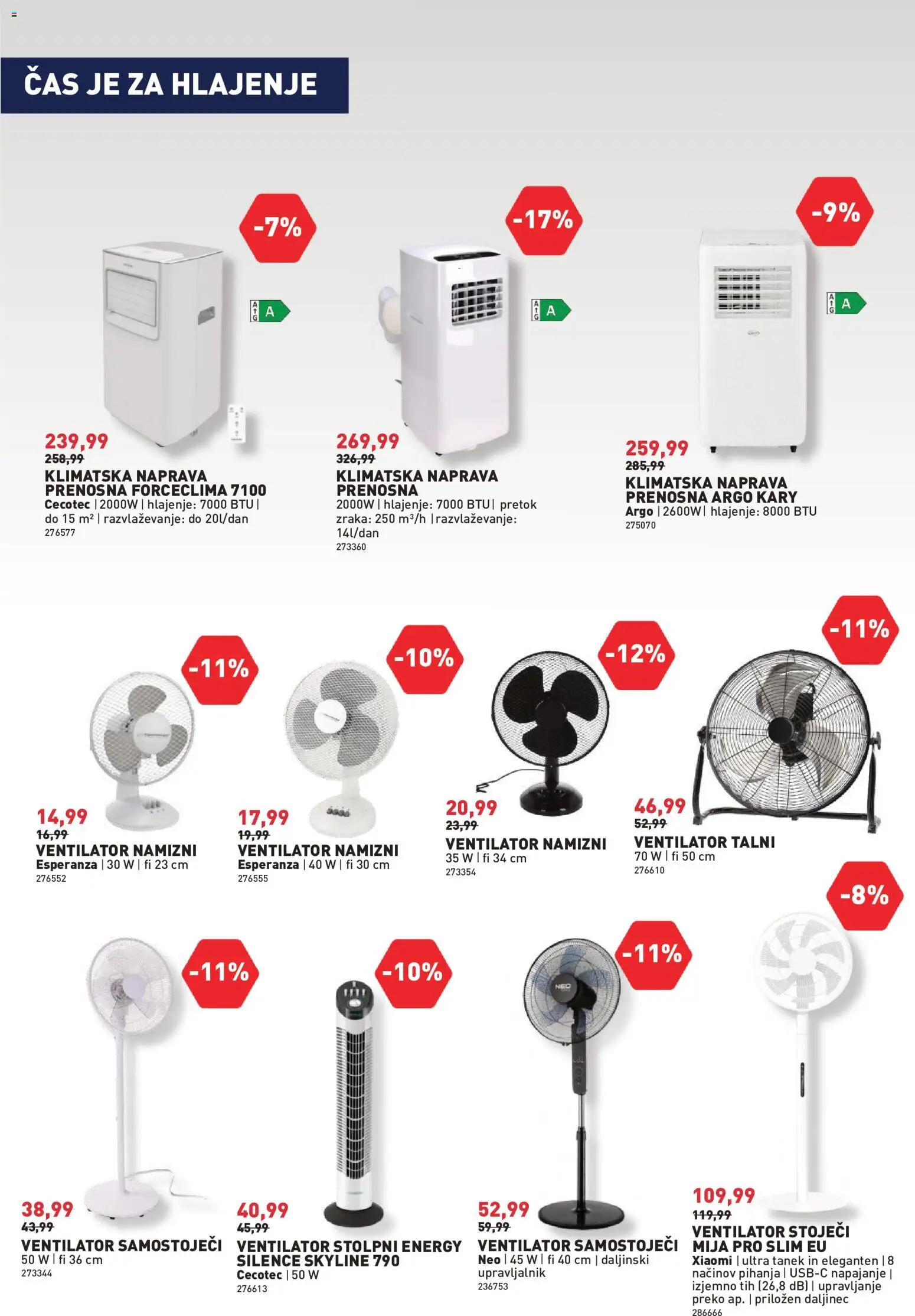 Novi Inpos katalog ponudbe – veljaven od 04.06.2026 | Stran: 15 | Izdelki: Klimatska naprava, Namizni ventilator, Ventilator