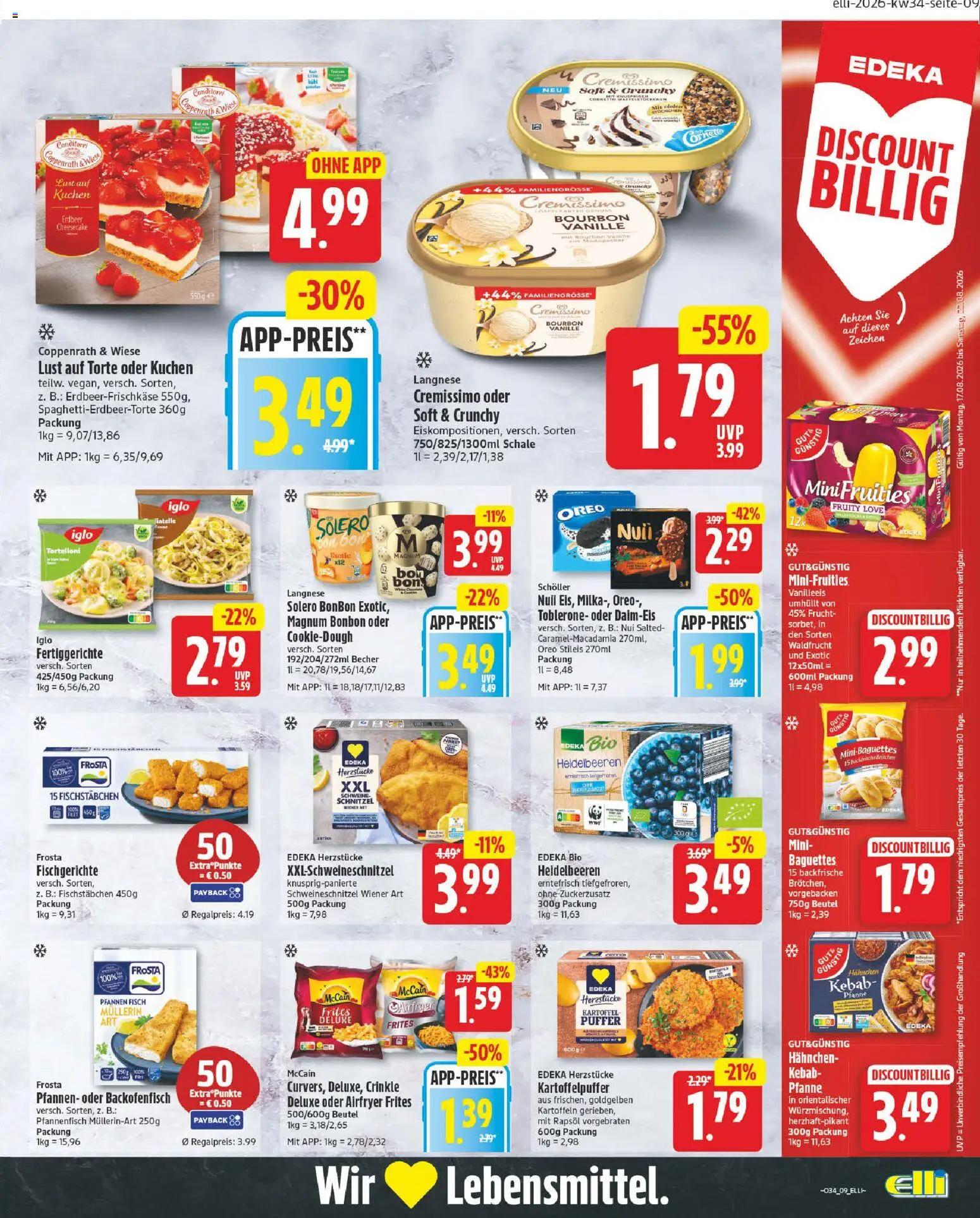 Elli Markt Prospekt Delbrück – gültig ab 17.08.2026 | Seite: 9 | Produkte: Cremissimo, McCain, Kartoffeln, Bourbon