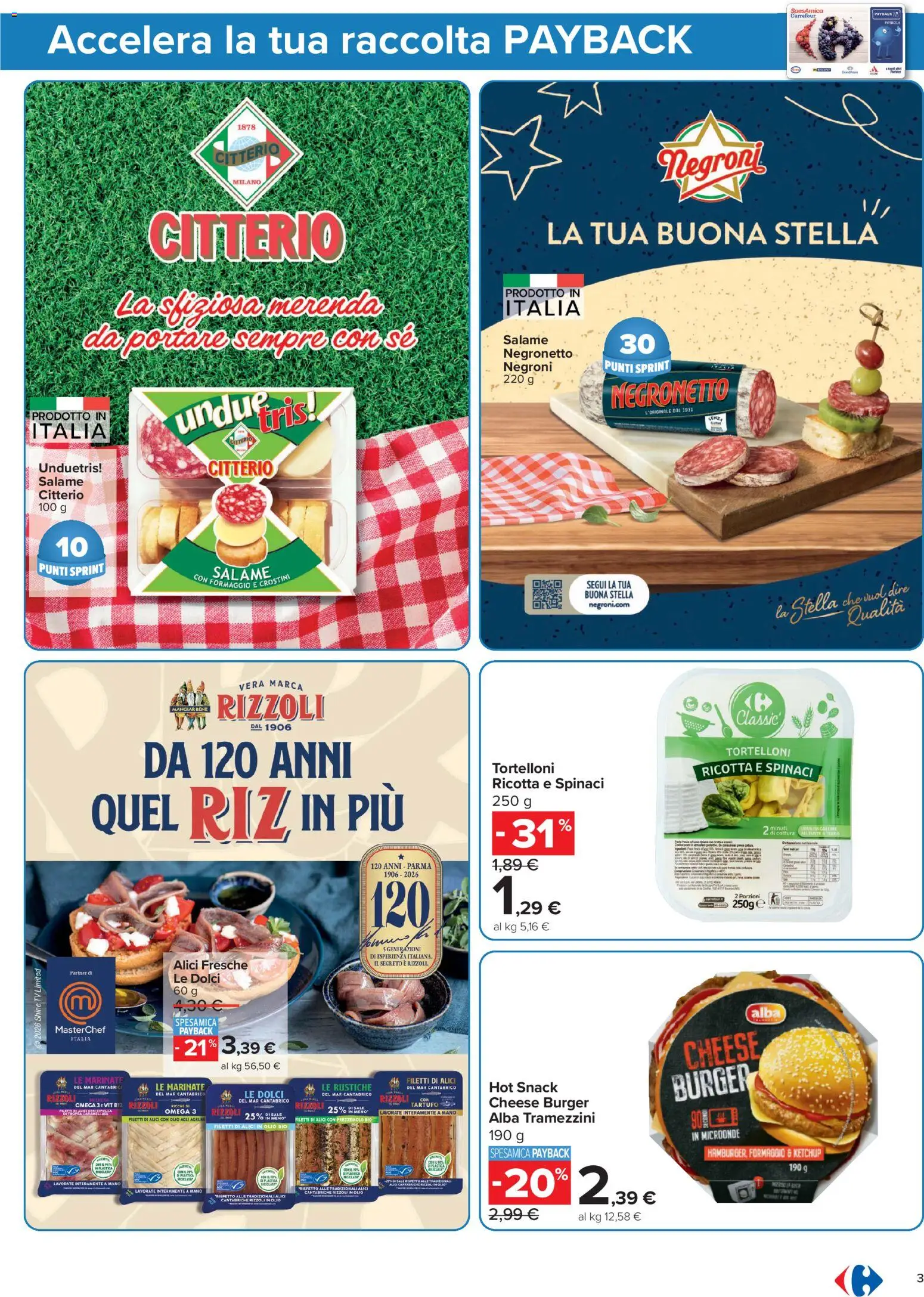 Volantino Carrefour del 05.06.2026 | Pagina: 3 | Prodotti: Microonde, Salame, Ketchup, Formaggio
