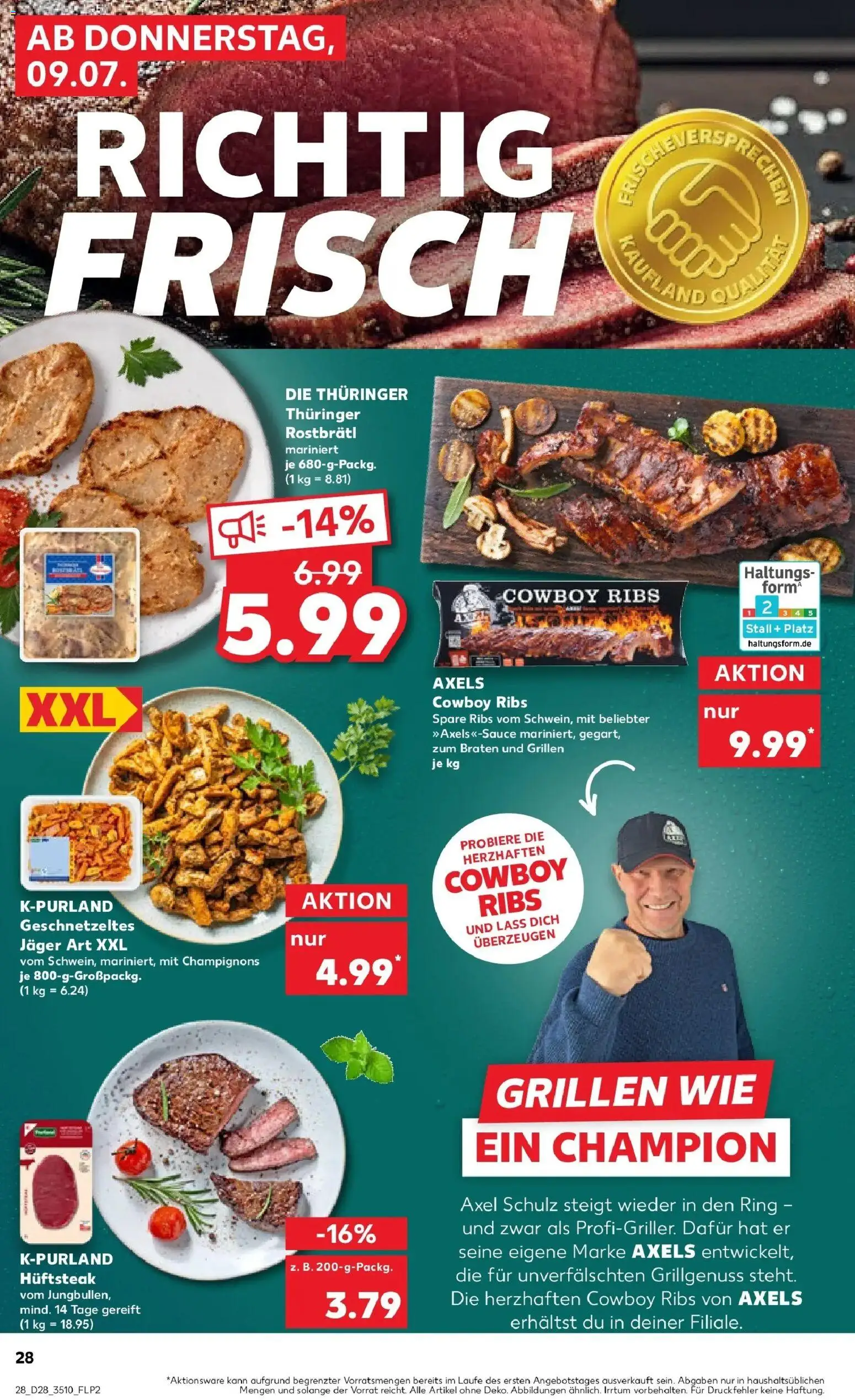 Kaufland Prospekt Meiningen – gültig ab 09.07.2026 | Seite: 28 | Produkte: Spare ribs, Champignons