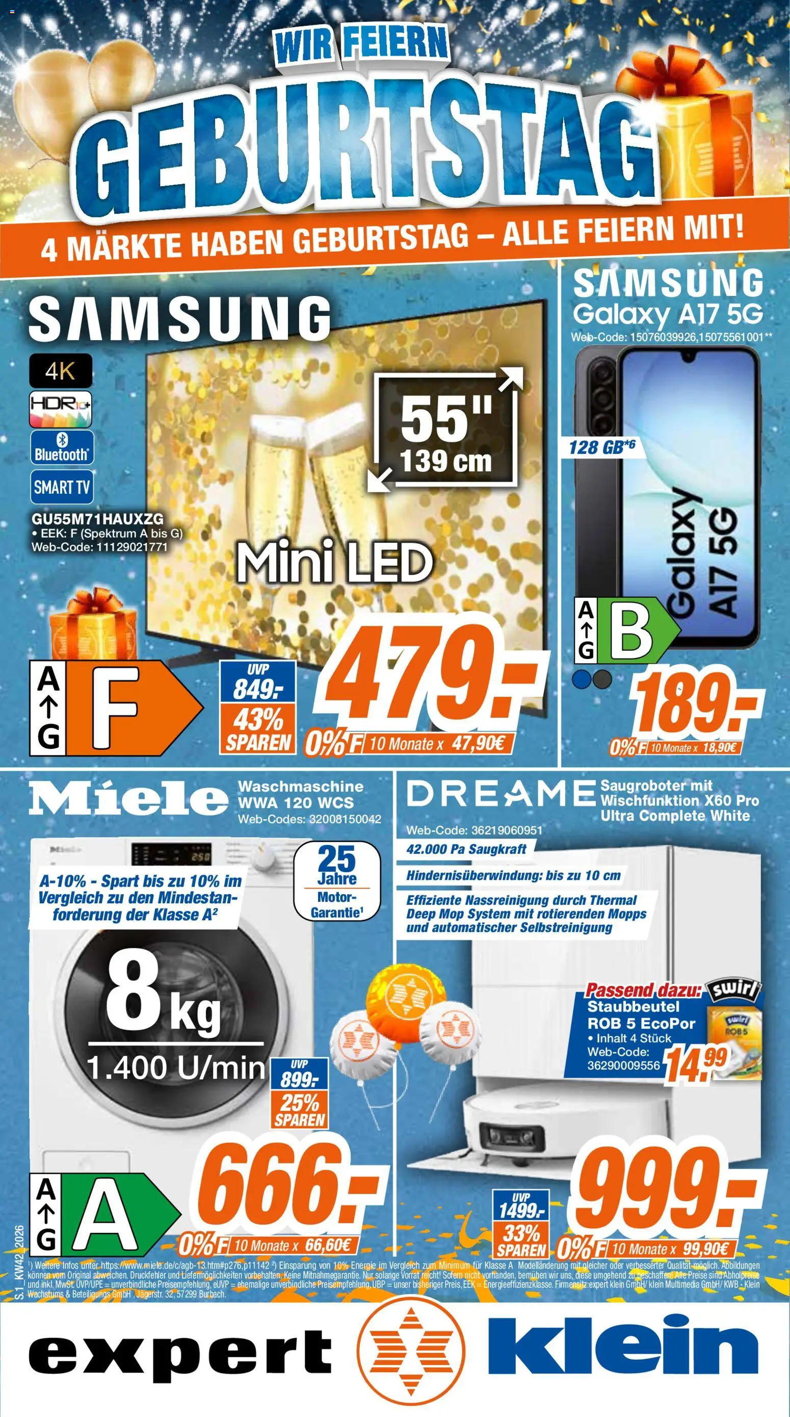 Expert Prospekt Giessen – gültig ab 12.10.2026 | Seite: 1 | Produkte: Miele, Waschmaschine, Smart TV, TV