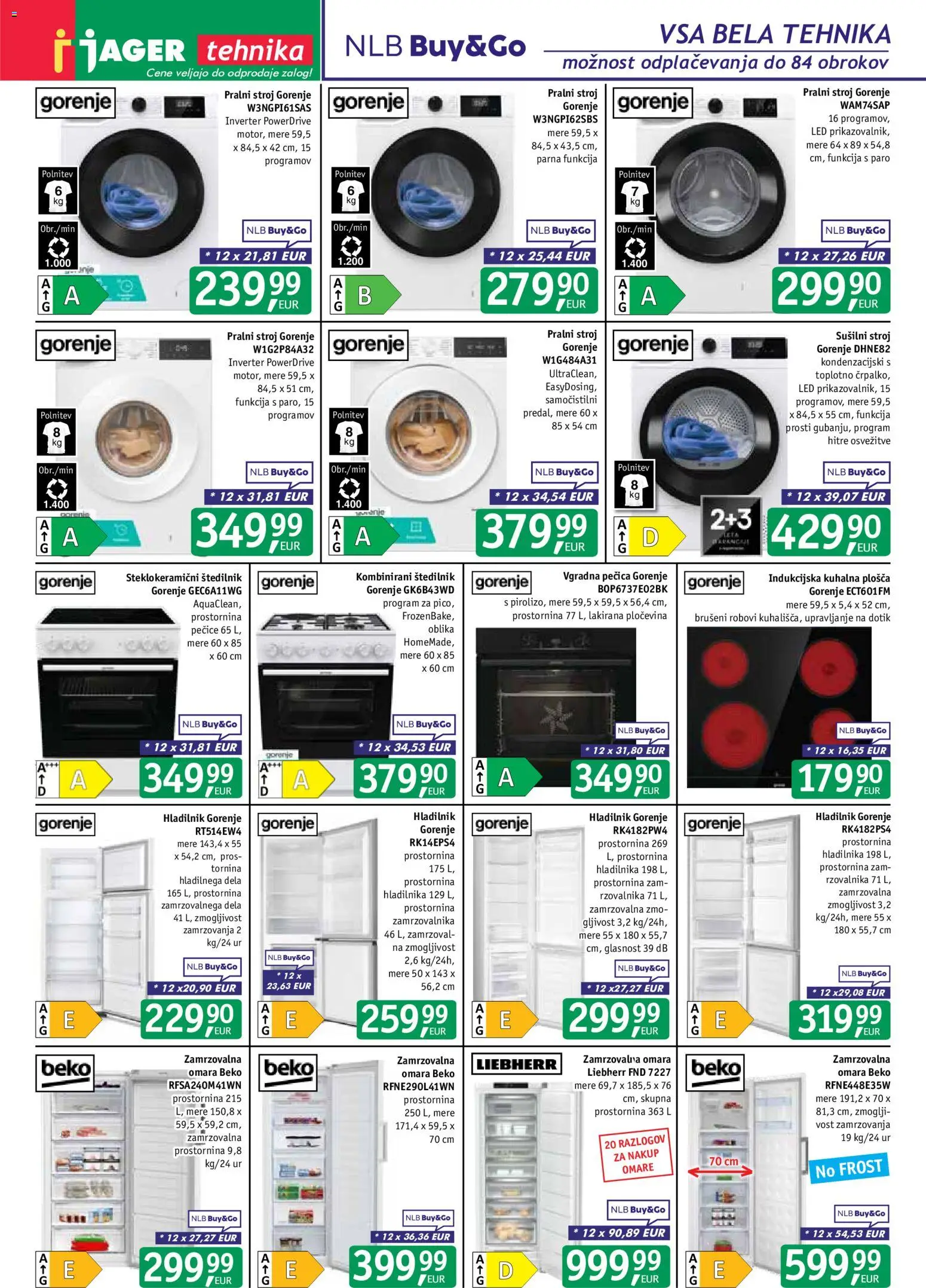 Novi Jager katalog ponudbe – veljaven od 14.10.2026 | Stran: 14 | Izdelki: Hladilnik, Kuhalna plosca, Zamrzovalna omara, Štedilnik