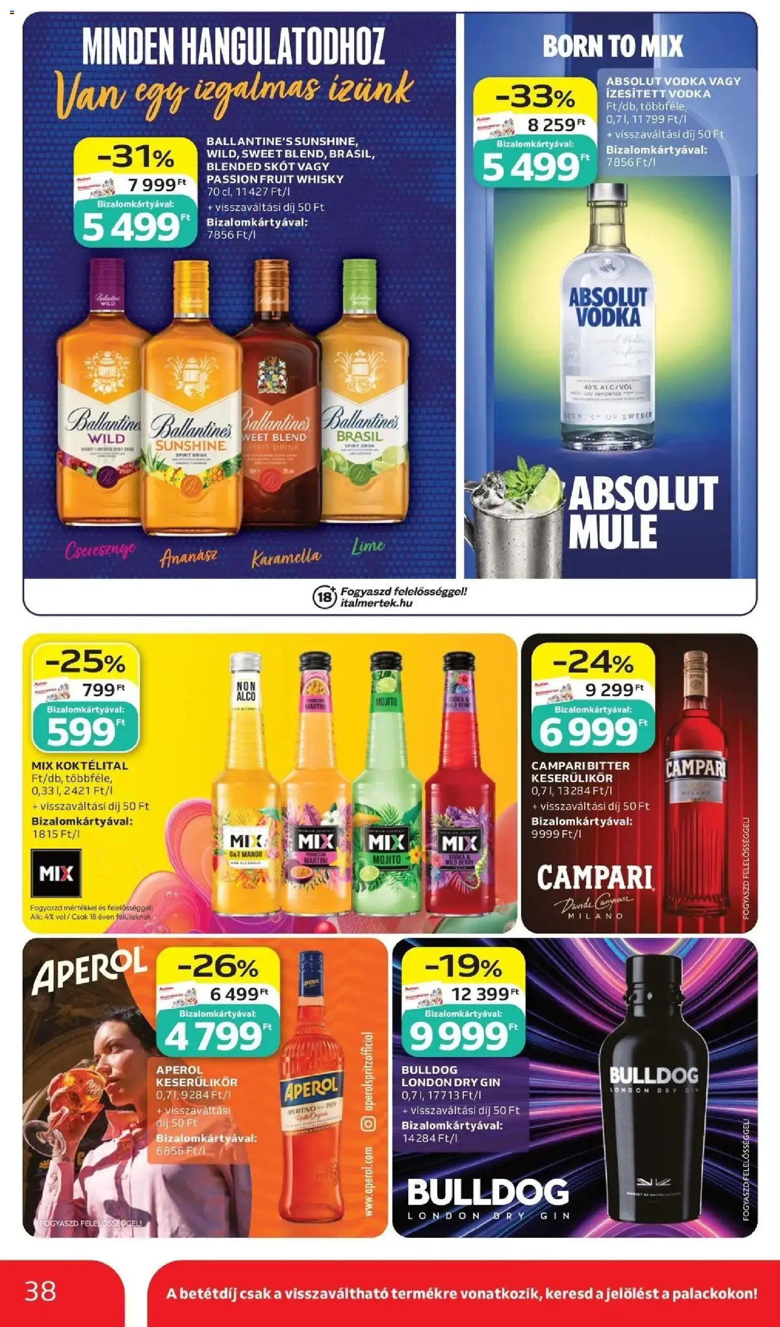Auchan akciós ujság - amely érvényes a következő dátumtól: 2026.07.02. | Oldal: 38 | Termékek: Absolut vodka, Cseresznye, Ananász, Whisky