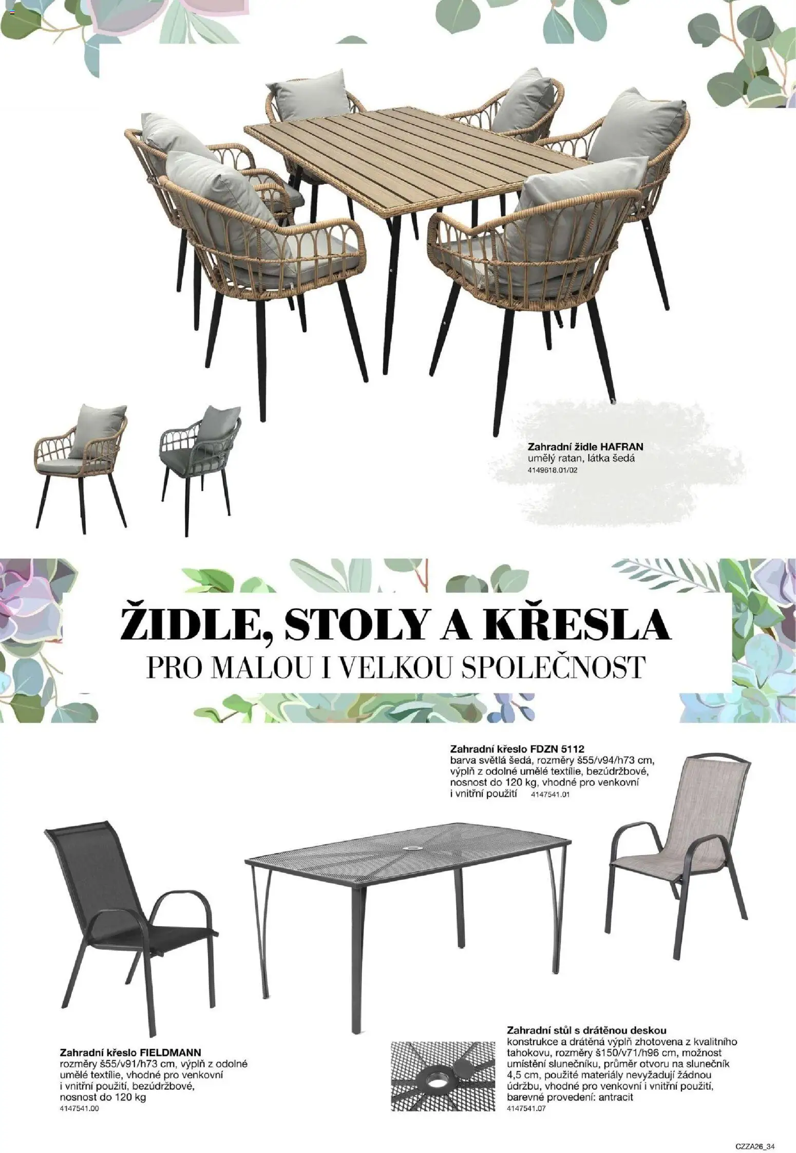 Sconto nábytek katalog - Zahradní speciál od 01.01.2026 | Strana: 34 | Produkty: Křesla, Stůl, Zahradní židle, Slunečník