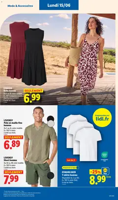 LIDL - Prévisualisation de ESMARA Robe femme, Du S au XL selon modèle Ex. 98 % polyester et 2 % élasthanne (LYCRA®) L'unité au choix. valide à partir de 11.06.2026 | Page: 49 | Produits: Robe, Polo, Coton, Shorts