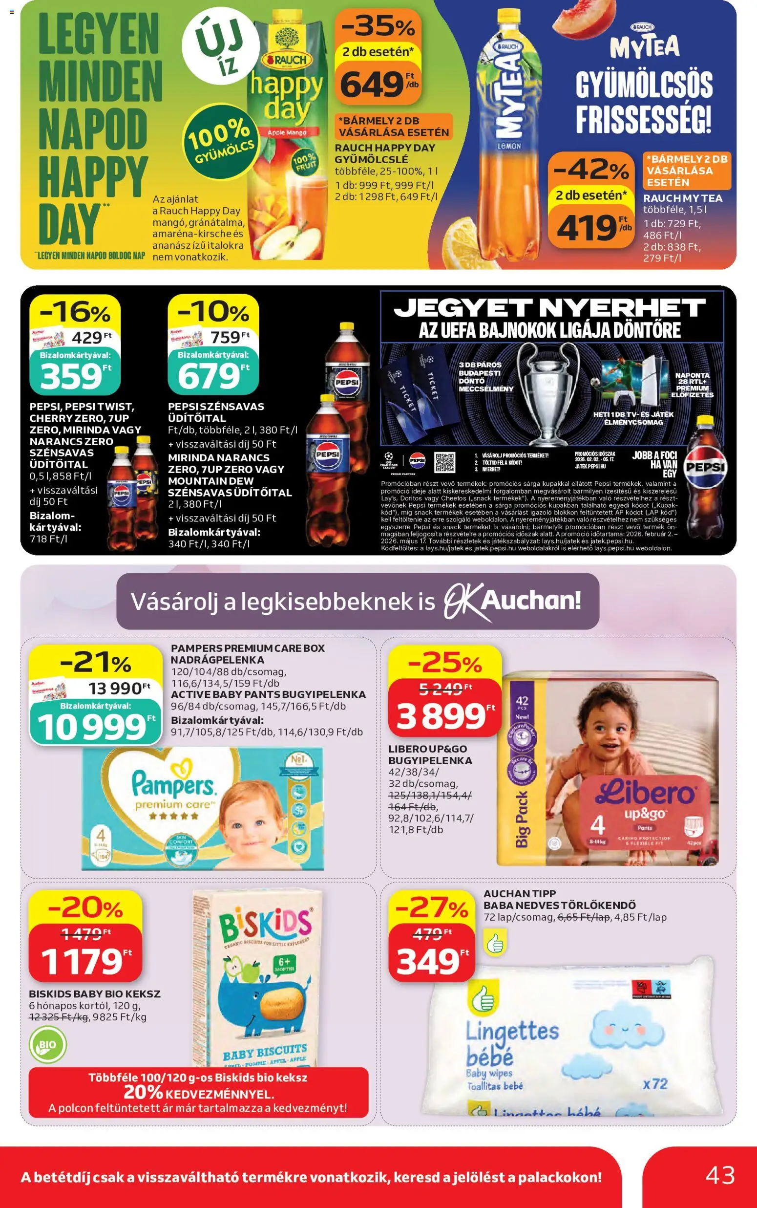 Auchan akciós ujság - amely érvényes a következő dátumtól: 07.05.2026 | Oldal: 43 | Termékek: Gyümölcslé, TV, Narancs, Mangó