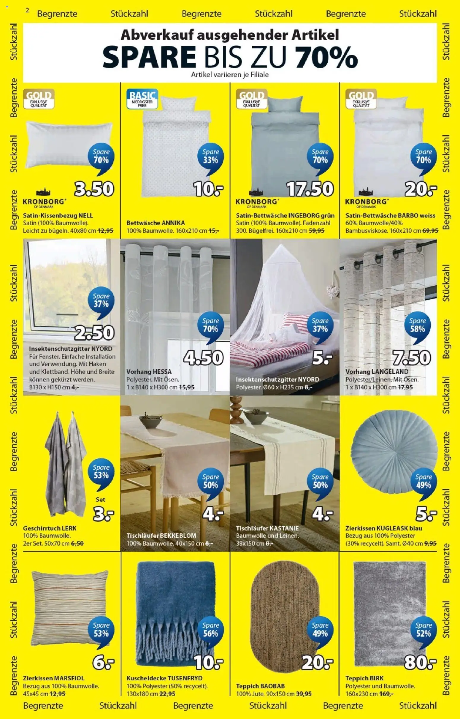 JYSK aktionen – gültig ab 09.06.2026 | Seite: 2 | Produkte: Teppich, Bettwäsche, Vorhang