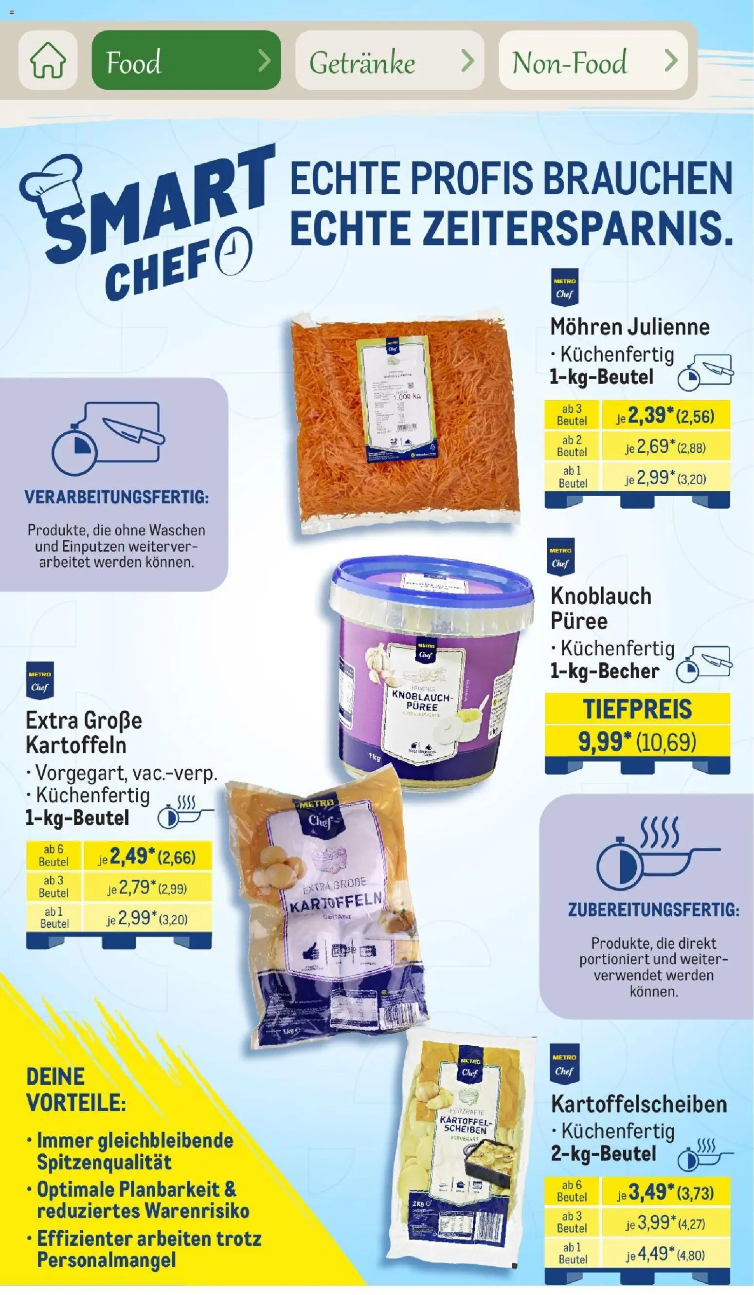 Metro Saisonkatalog Outdoor Dining – gültig ab 01.06.2026 | Seite: 27 | Produkte: Mohren, Kartoffeln, Knoblauch