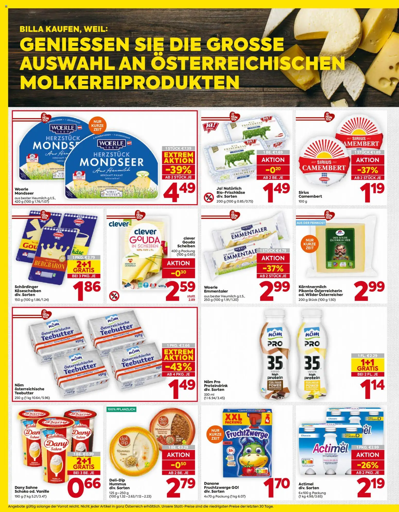 Billa AT akciós ujság - amely érvényes a következő dátumtól: 2026.09.24. | Oldal: 6 | Termékek: Actimel, Danone, Protein, Camembert