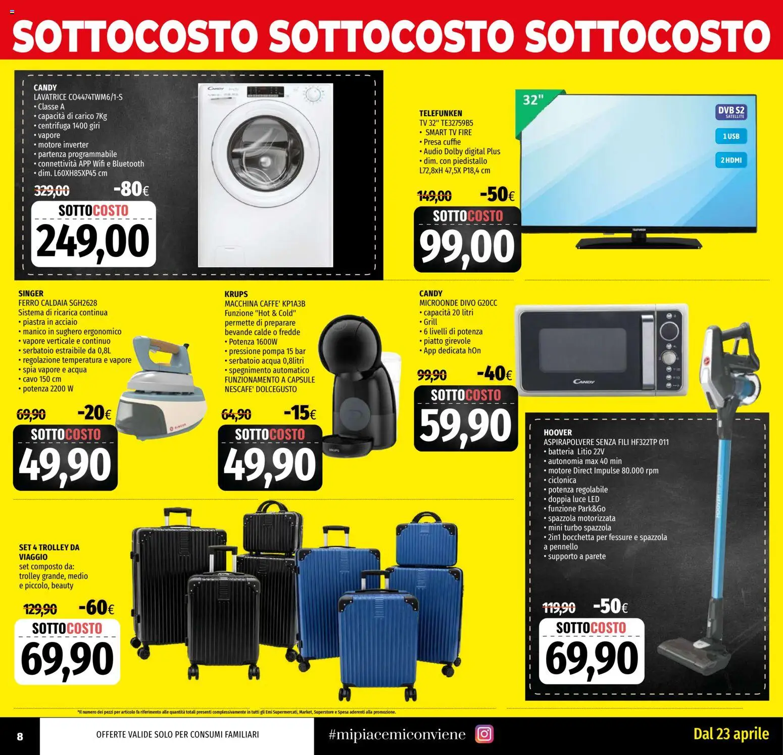 Volantino EMI del 23.04.2026 | Pagina: 8 | Prodotti: Spazzola, Centrifuga, TV, Pennello
