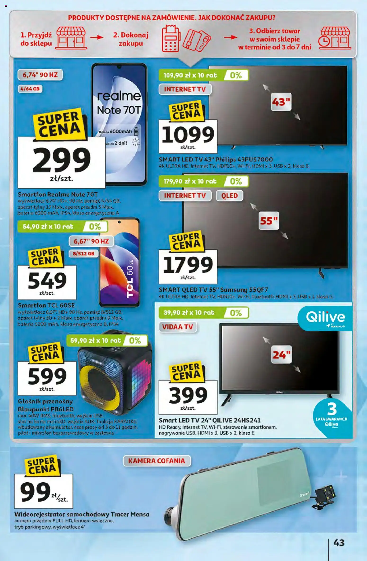 Auchan gazetka - 30 Lat Hipermarket od 16.04.2026 | Strona: 43 | Produkty: Smartfon, Głośnik, USB, Bateria