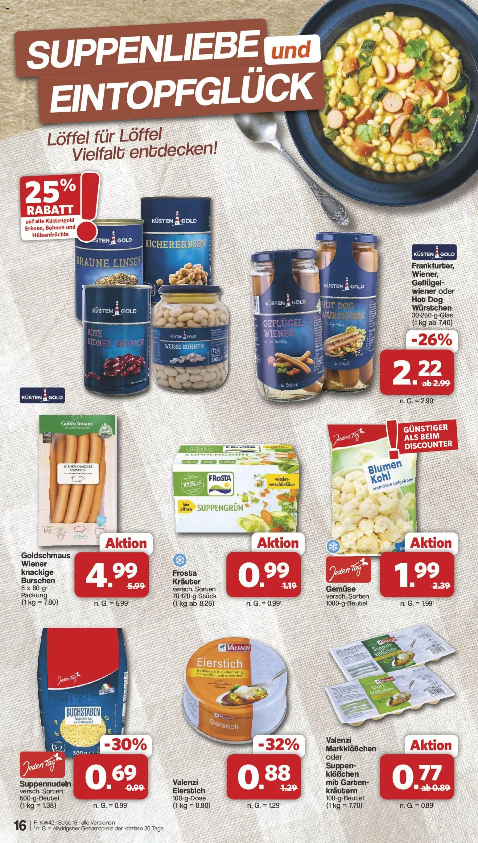 Famila Nordwest Prospekt – gültig ab 12.10.2026 | Seite: 16 | Produkte: Blumen, Frosta, Gemüse