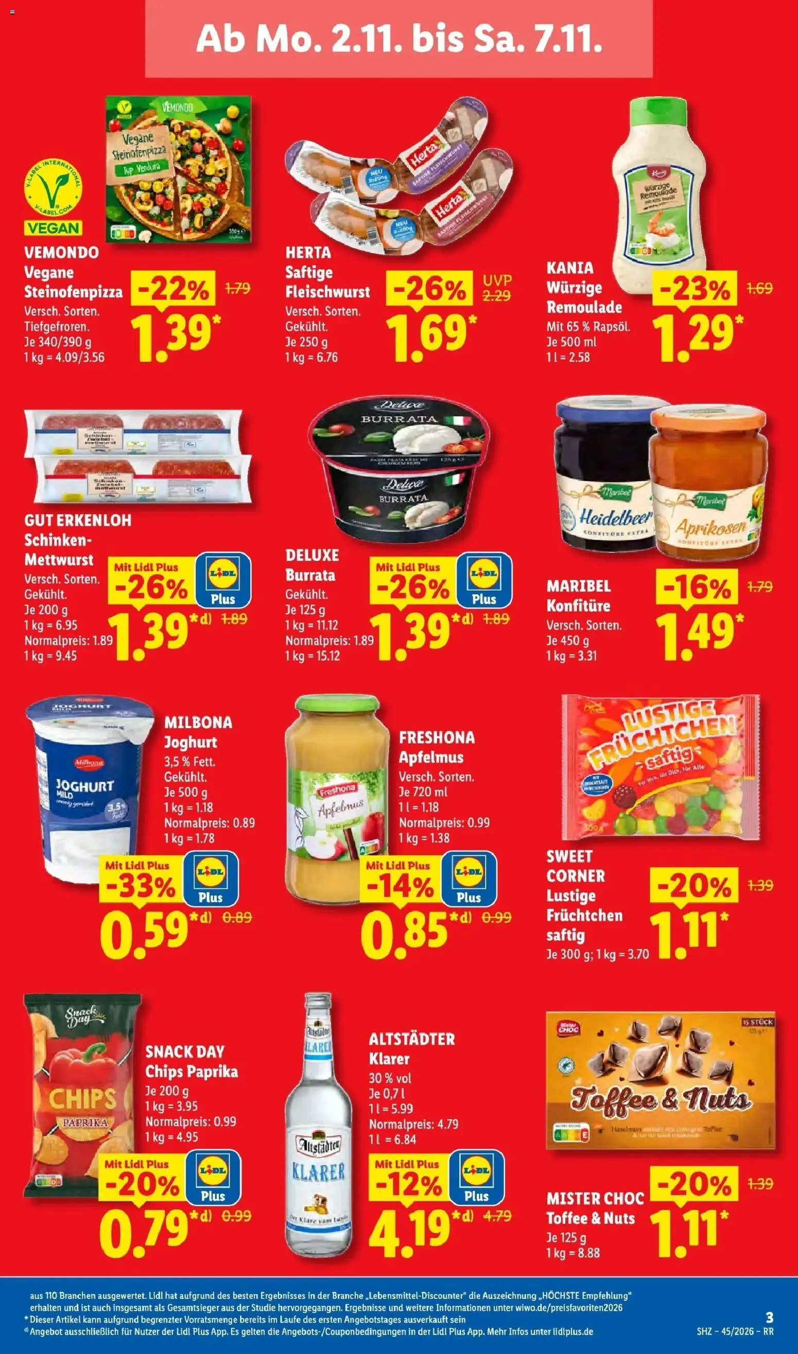 Lidl Prospekt Hagen (ab 02.11.2026) zum Blättern » Angebote | Seite: 3 | Produkte: Burrata, Paprika, Schinken, Apfelmus