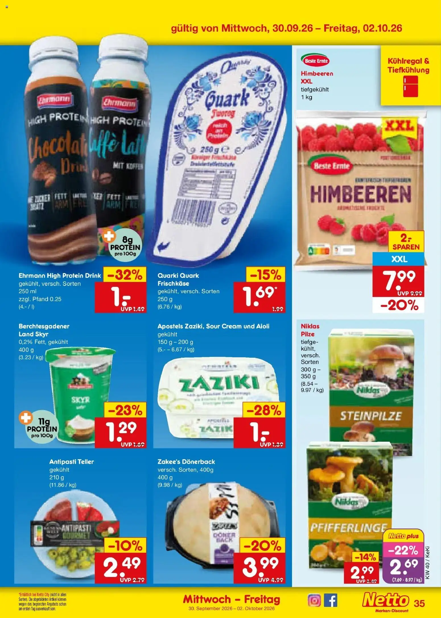 Netto Marken-Discount Prospekt Bad Friedrichshall – gültig ab 28.09.2026 | Seite: 53 | Produkte: Himbeeren, Skyr, Pfifferlinge, Frischkase
