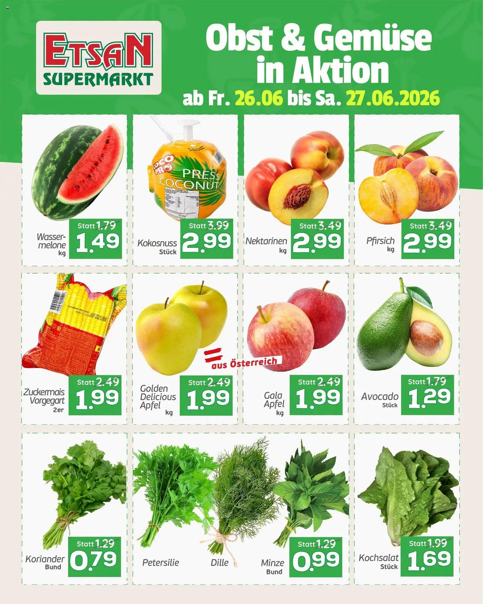 ETSAN Obst & Gemüse gültig ab 26.06.2026 | Seite: 2 | Produkte: Avocado, Gemüse, Pfirsich, Petersilie