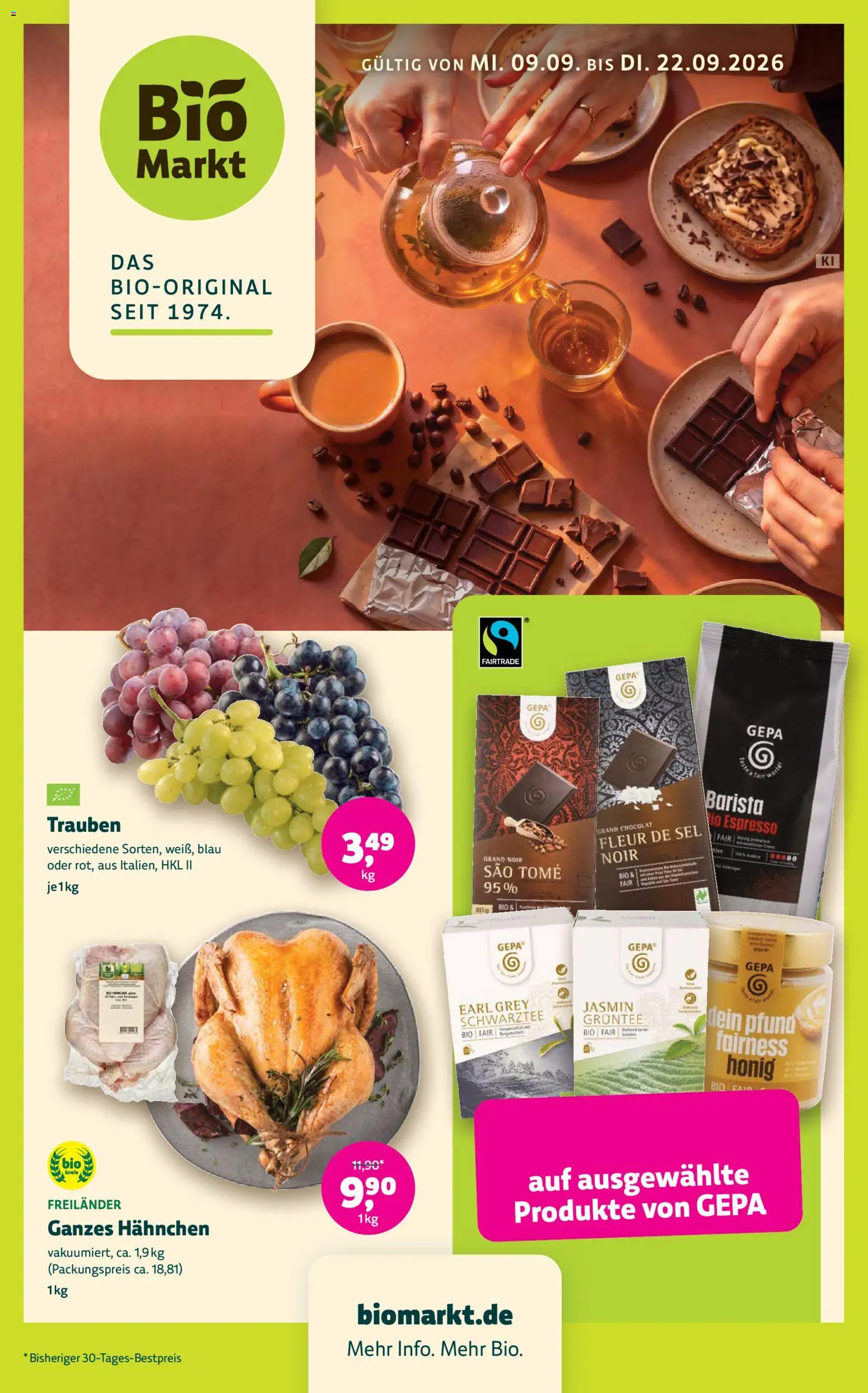 Biomarkt Mittwoch, 9. September Aktionspreise