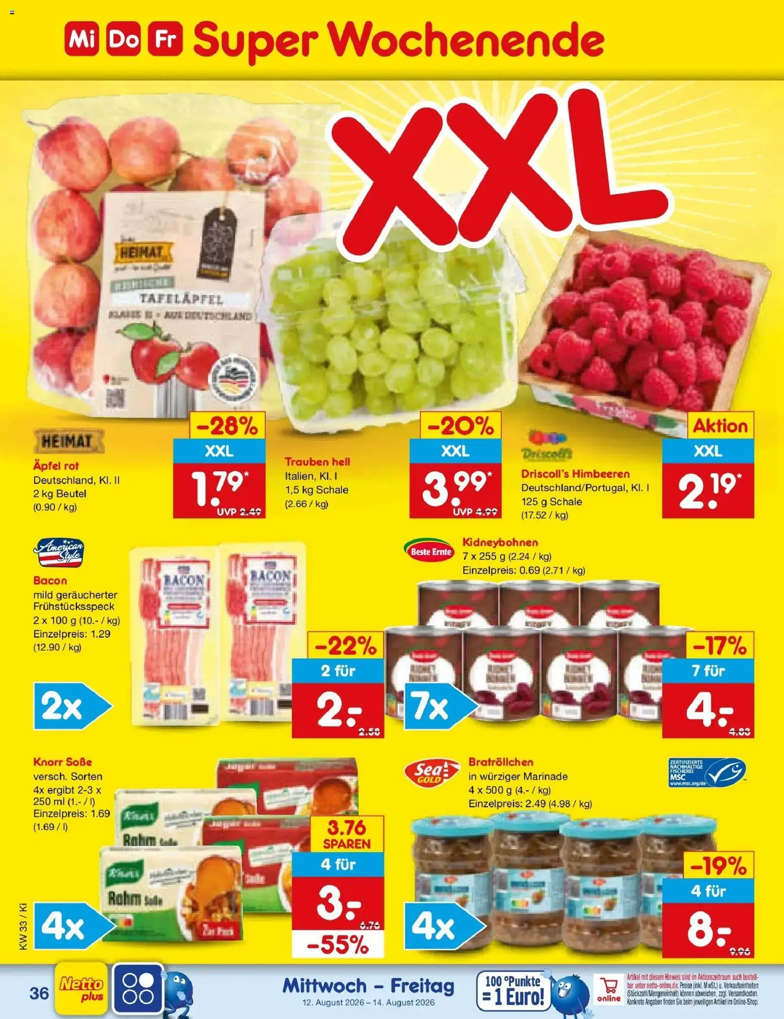 Netto Marken-Discount Prospekt Mistelbach (ab 10.08.2026) » Angebote | Seite: 50 | Produkte: Trauben, Äpfel, Knorr, Soße