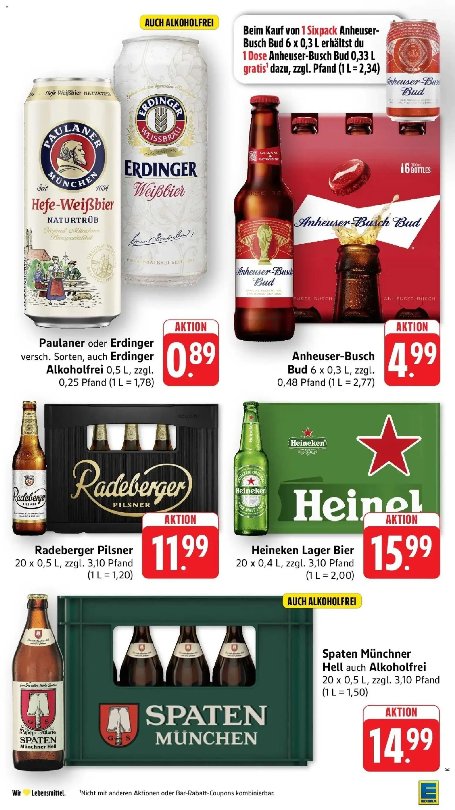 Edeka Prospekt Kehl (ab 24.08.2026) » Angebote Online | Seite: 30 | Produkte: Erdinger, Weißbier, Radeberger pilsner, Paulaner