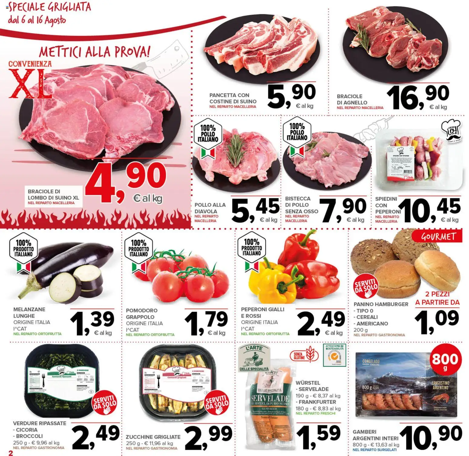 Volantino Todis del 06/08/2026 | Pagina: 2 | Prodotti: Gamberi, Cereali, Pancetta, Wurstel
