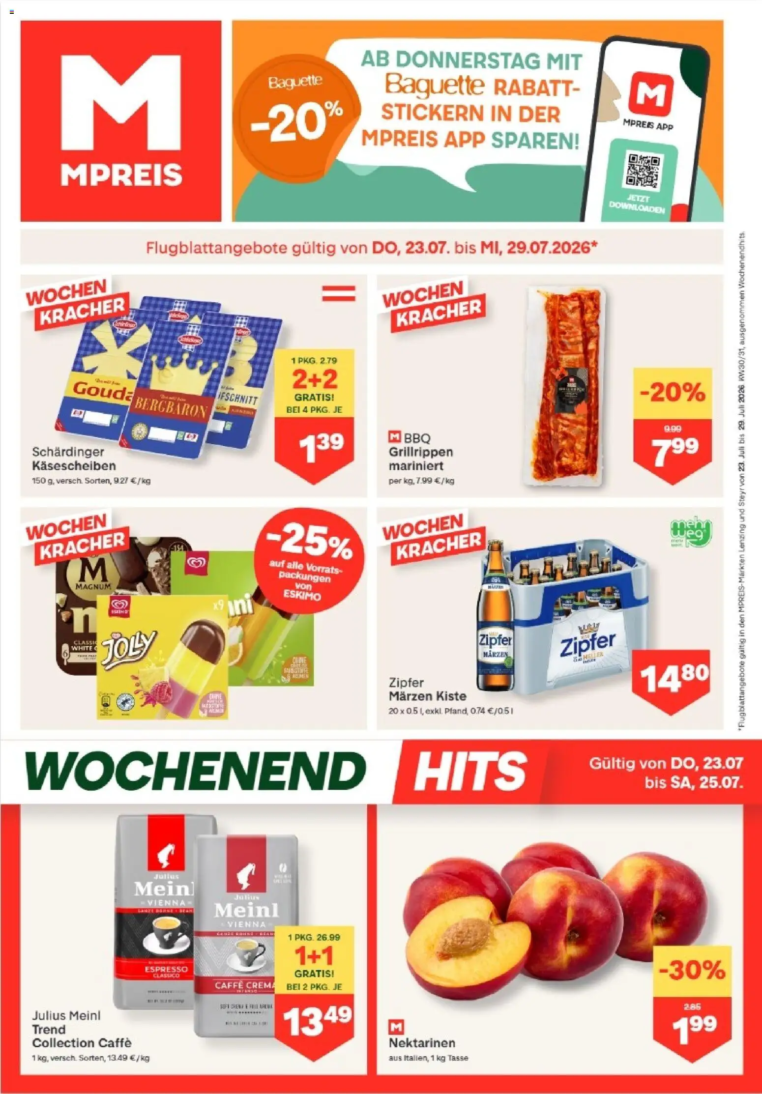 MPREIS Lenzing gültig ab 23.07.2026 | Seite: 1 | Produkte: Jääkaappipakastin