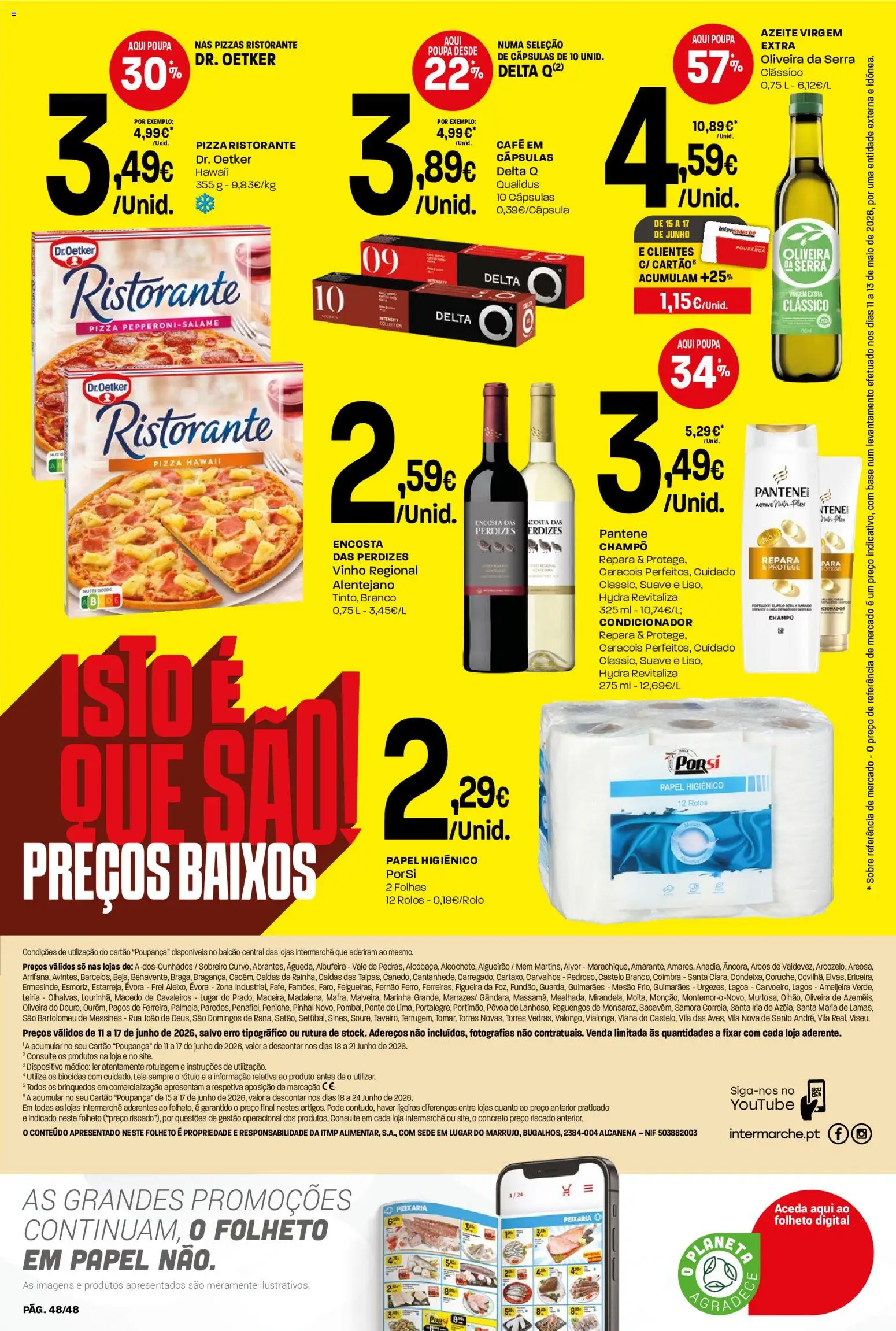 Intermarché folheto │ válido de 11.06.2026 | Página: 48 | Produtos: Azeite, Papel higiénico, Delta q, Base
