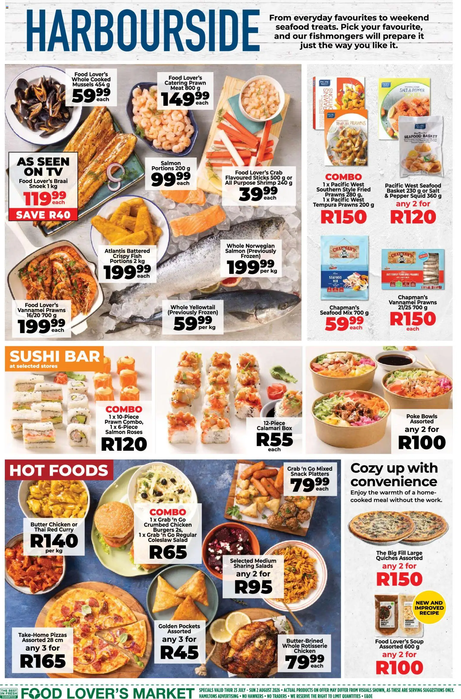 New Food Lover's Market catalogue – valid from 23/07/2026 | Page: 4 | Products: Chicken, Bowls, Pepper, Seafood