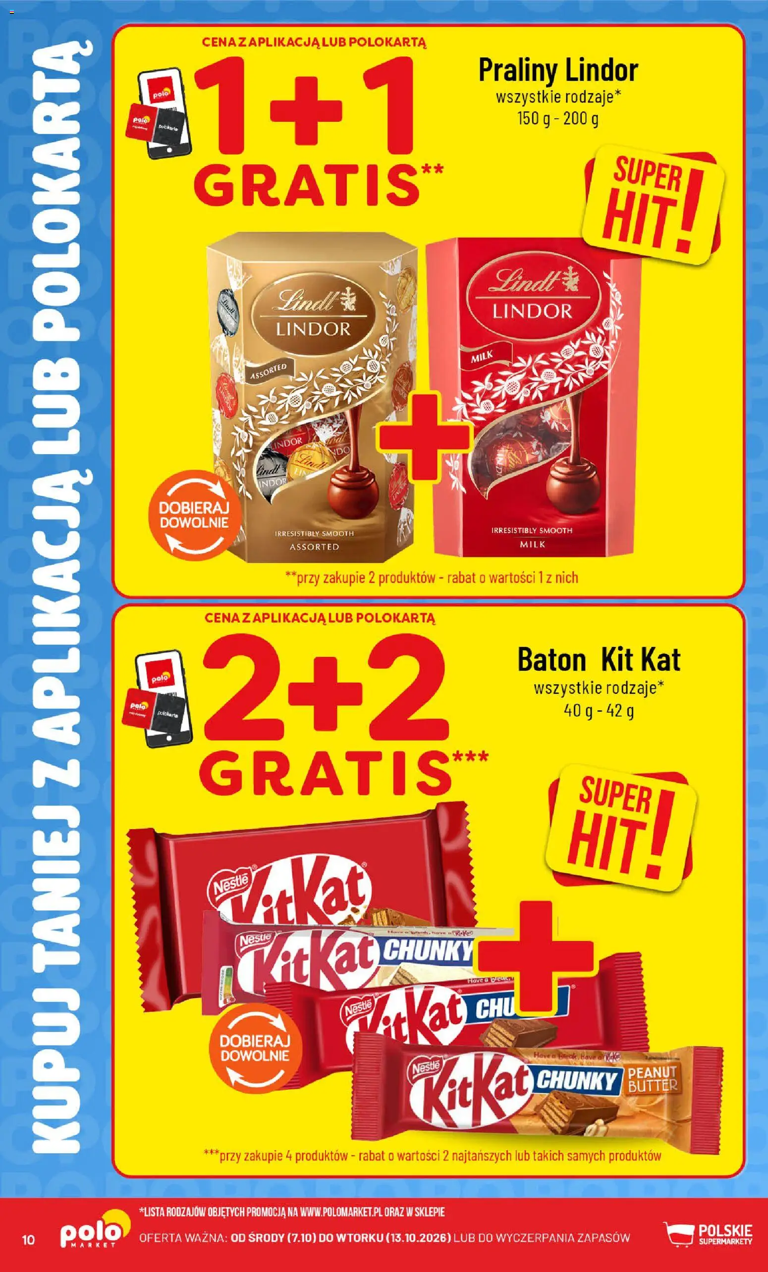Nowa POLOmarket gazetka od jutra 07.10.2026 | Strona: 10 | Produkty: Praliny, Lindor, Baton