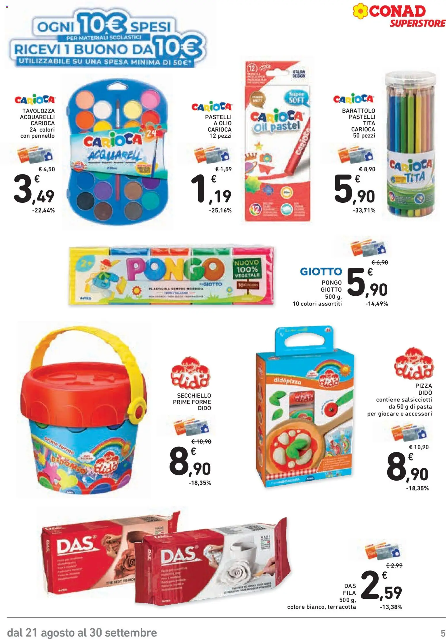Volantino Conad del 21/08/2026 | Pagina: 5 | Prodotti: Pasta, The, Pastelli, Acquarelli