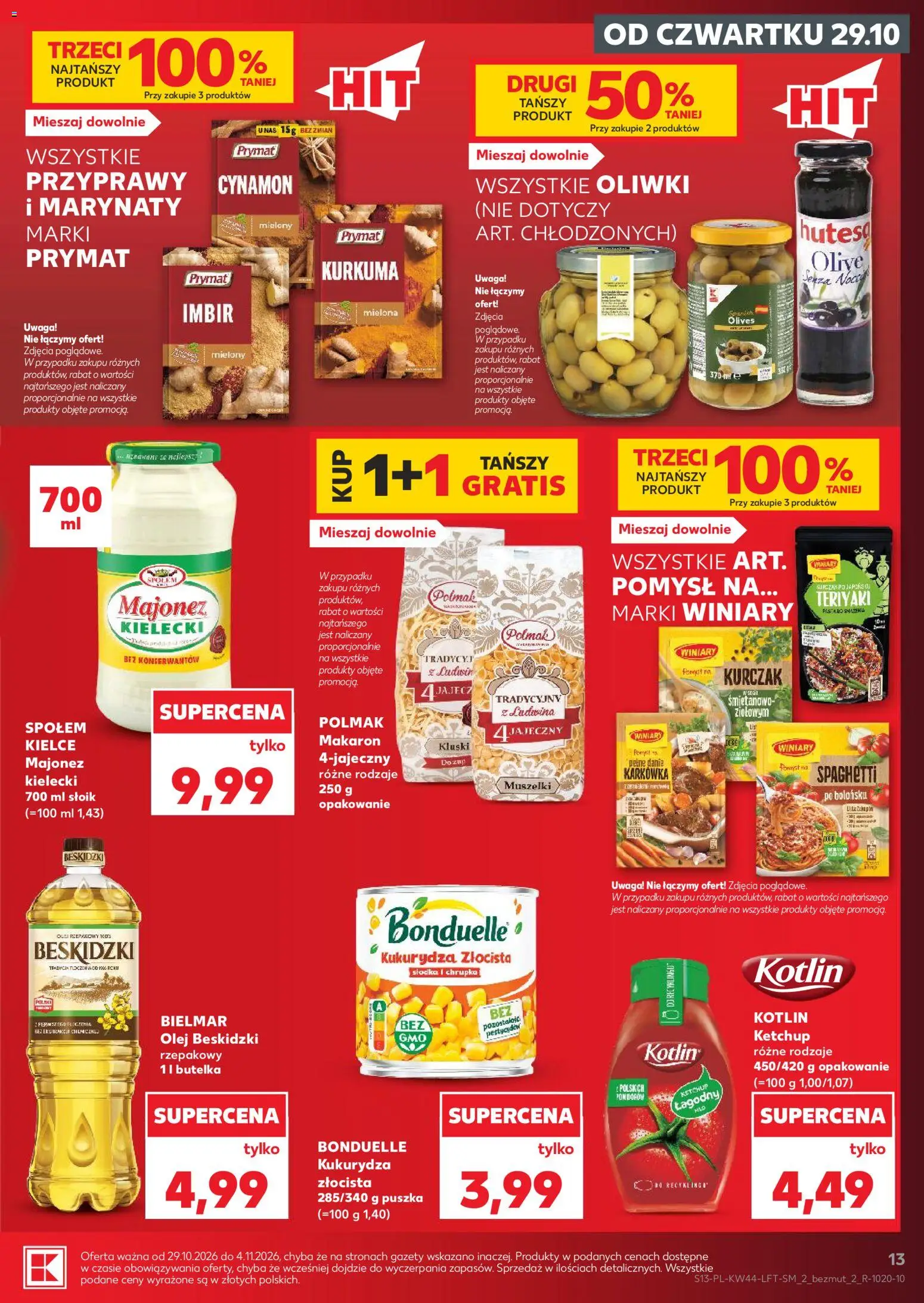 Kaufland gazetka od 29.10.2026 | Strona: 13 | Produkty: Spaghetti, Kurkuma, Oliwki, Przyprawy