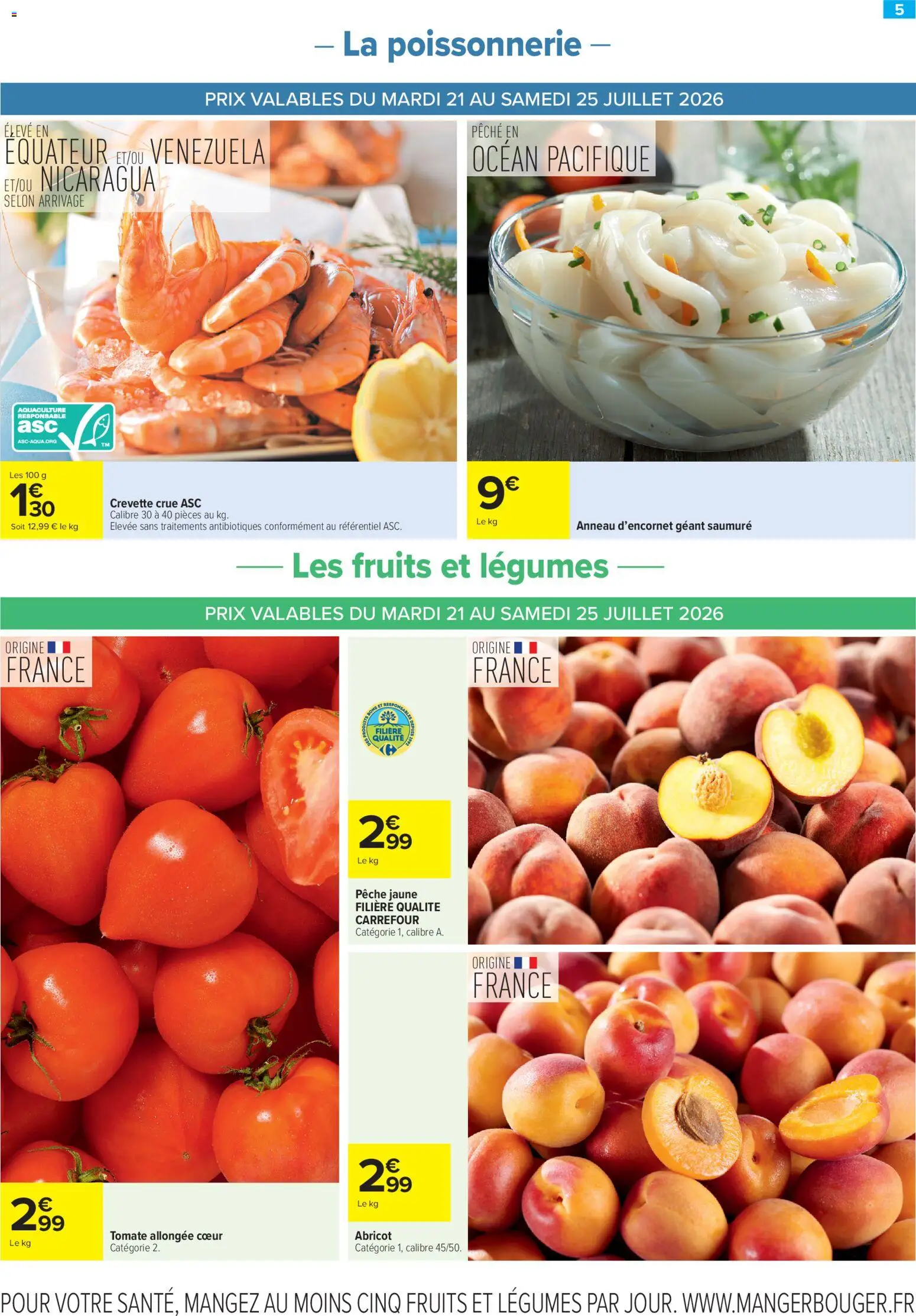 {H1} | Page: 5 | Produits: Abricot, Pêche, Crevette, Poissonnerie