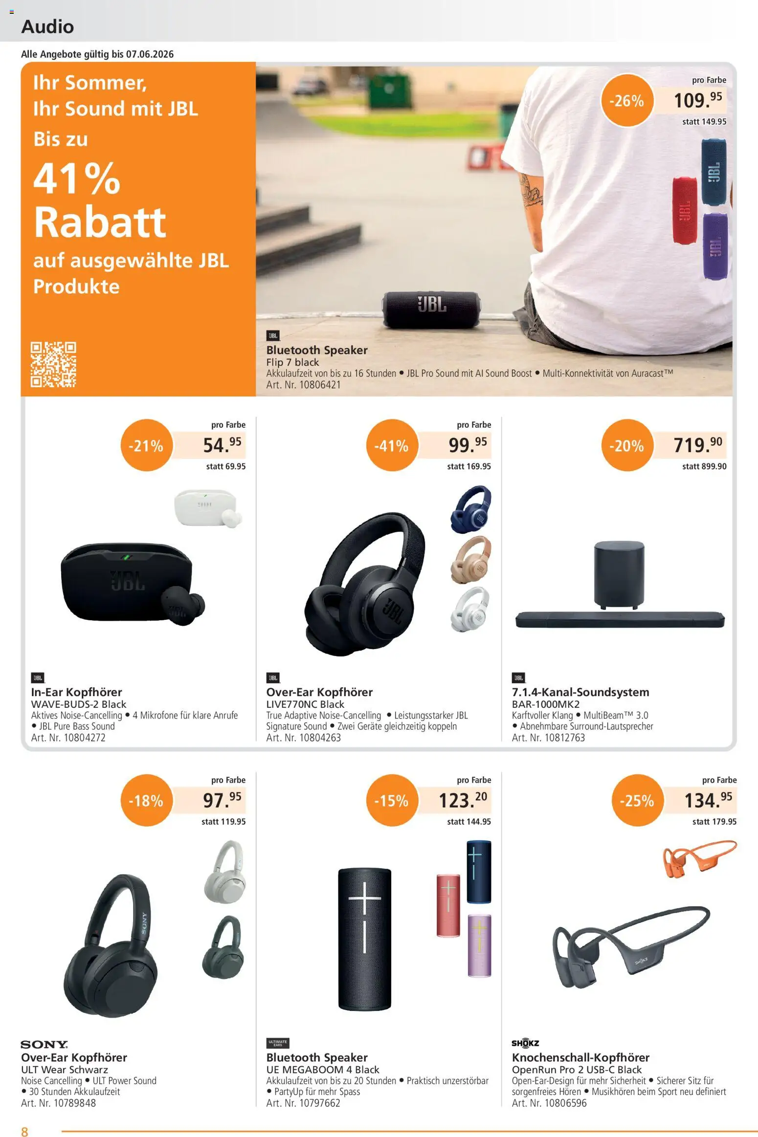 Fust aktionen – gültig ab 26.05.2026 | Seite: 8 | Produkte: Audio, Kopfhörer, Sony