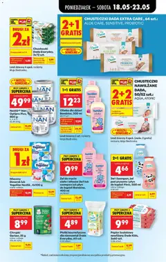 Pogląd oferty "Chusteczki Dada Extra Care, 64 szt.: ALOE CARE, SENSITIVE, PROBIOTIC, Chusteczki Dada Extra Care, 64 sztuki, różne rodzaje: Aloe Care, Sensitive, Probiotic" - ważna od 18.05.2026 | Strona: 75 | Produkty: Malina, Papier toaletowy, Prysznic, Żel pod prysznic