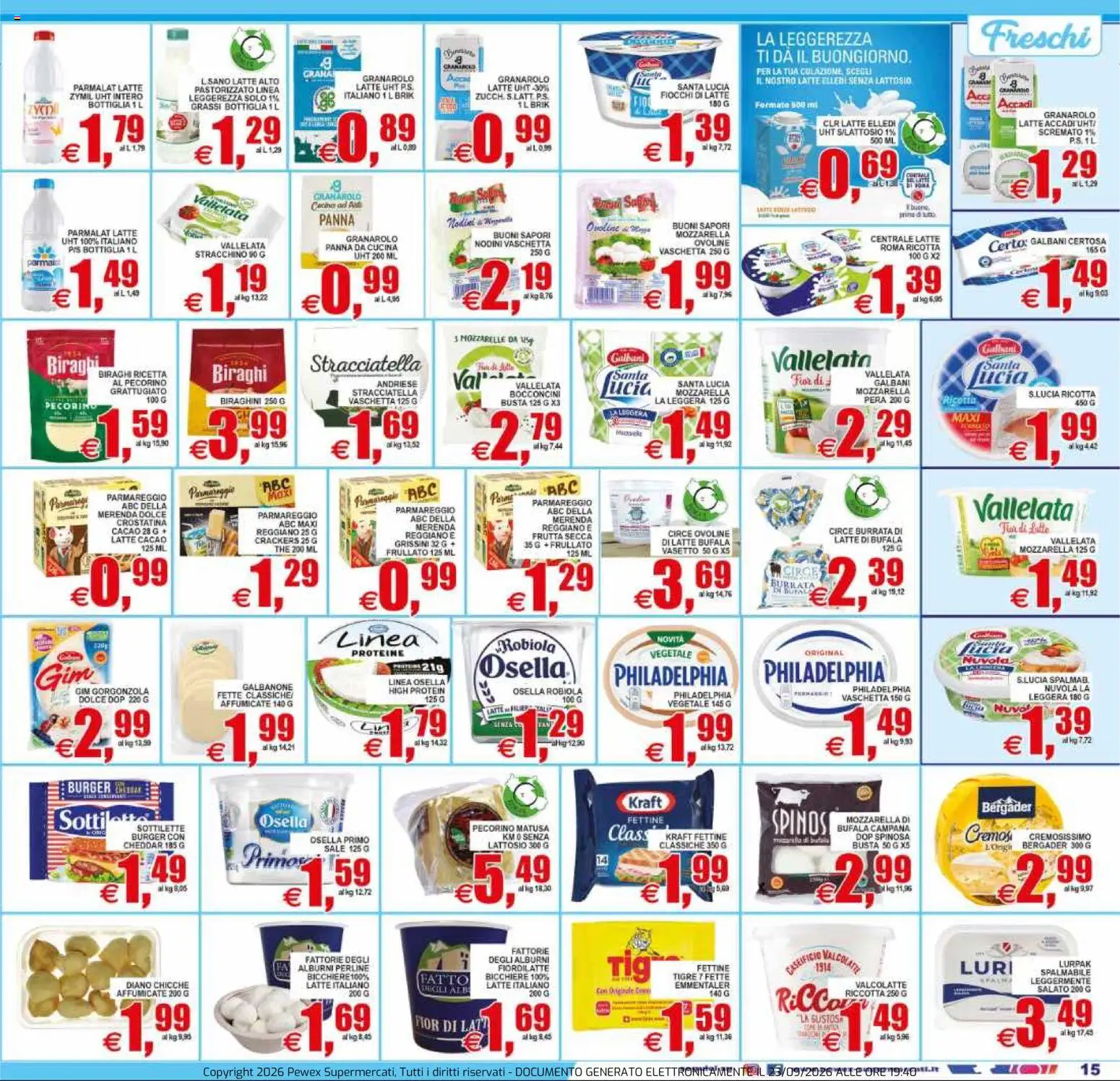 Volantino Pewex del 23/09/2026 | Pagina: 15 | Prodotti: Bicchiere, Grissini, Panna da cucina, Gorgonzola