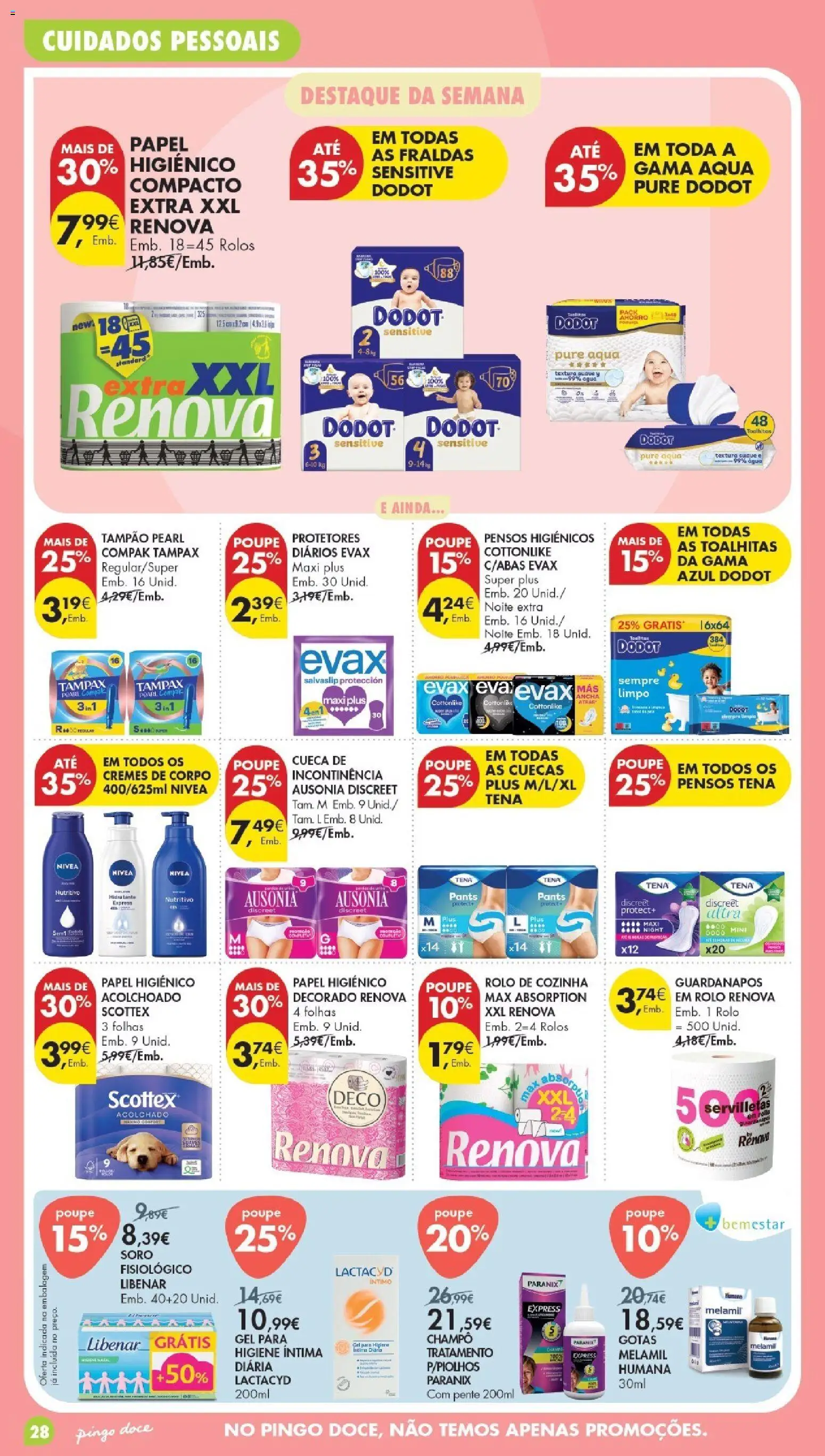 Pingo Doce folheto Poupe Esta Semana Madeira │ válido de 06/10/2026 | Página: 28 | Produtos: Papel higiénico, Champô, Guardanapos, Higiene íntima