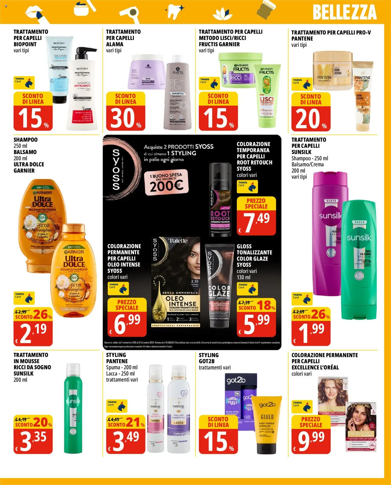 Volantino Tigros del 16/09/2026 | Pagina: 9 | Prodotti: Shampoo, Balsamo, Lacca