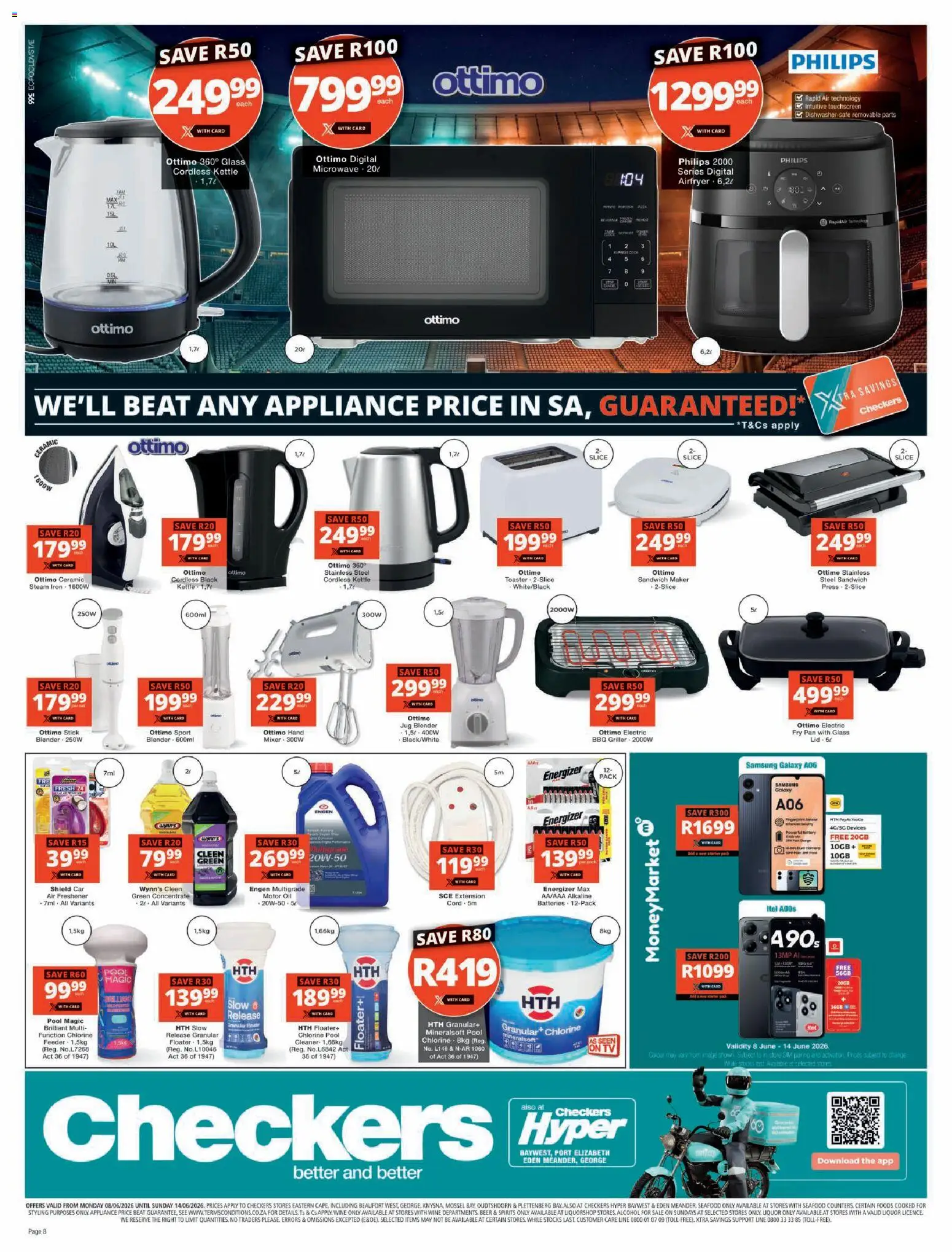 New Checkers catalogue – valid from 08.06.2026 | Page: 8 | Products: Sim, Sandwich maker, Air freshener, Wine