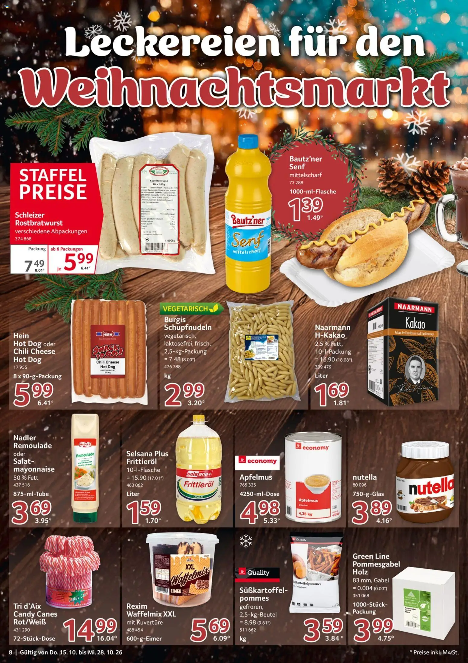 Selgros Gastronomie – gültig ab 15.10.2026 | Seite: 8 | Produkte: Pommes, Nutella, Mayonnaise, Apfelmus