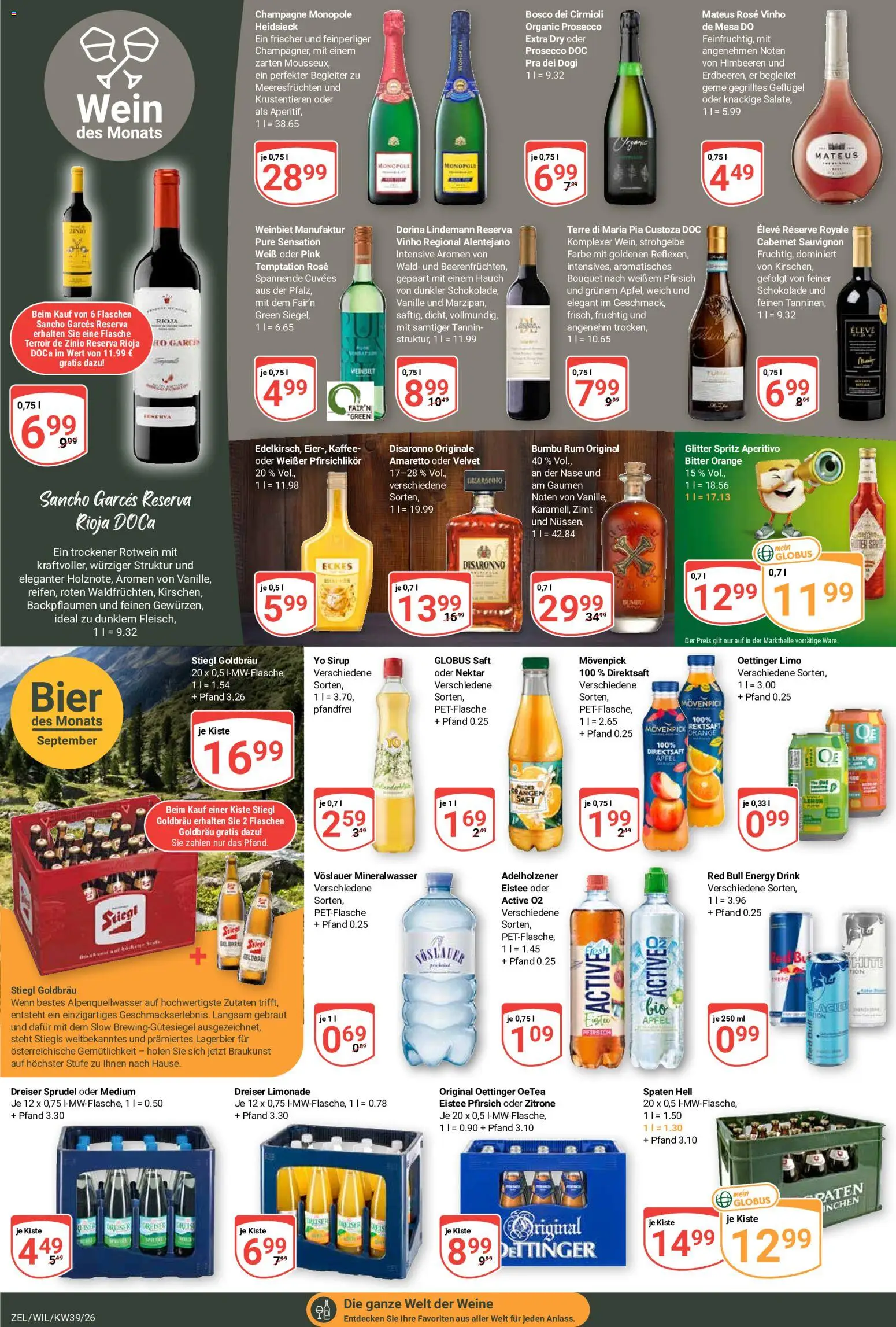 Globus Prospekt Zell – gültig ab 21.09.2026 | Seite: 20 | Produkte: Red bull, Energy, Prosecco, Fleisch