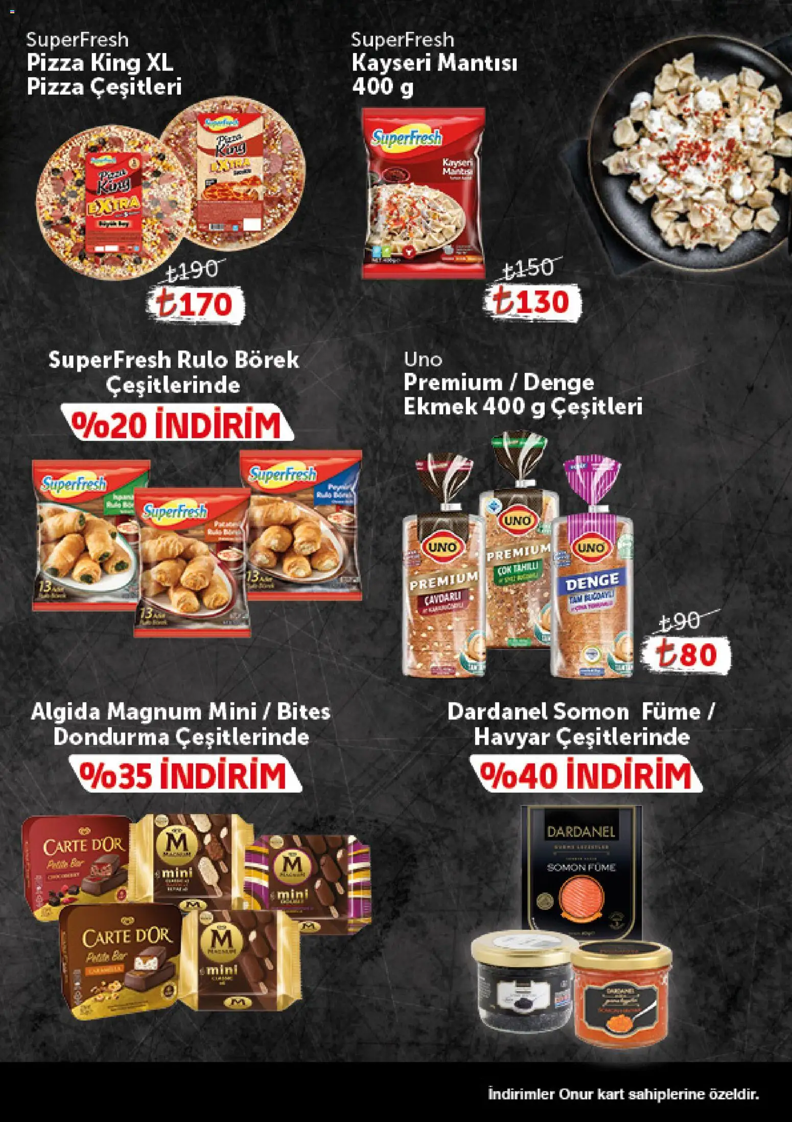 Onur Market - Katalog Gurme - 28 Temmuz 2026 tarihinden itibaren geçerlidir | Sayfa: 5 | Ürünler: Ekmek, Pizza, Dondurma, Somon