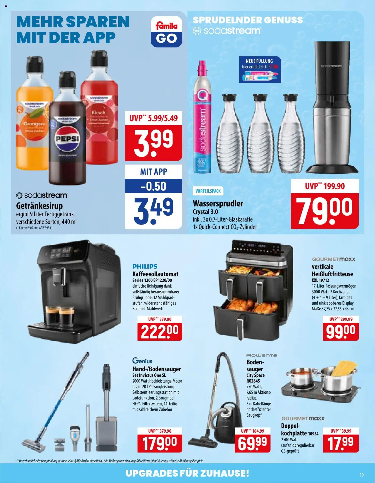 Famila Prospekt – gültig ab 21.09.2026 | Seite: 19 | Produkte: Pepsi, Kochplatte, Heißluftfritteuse, Sodastream