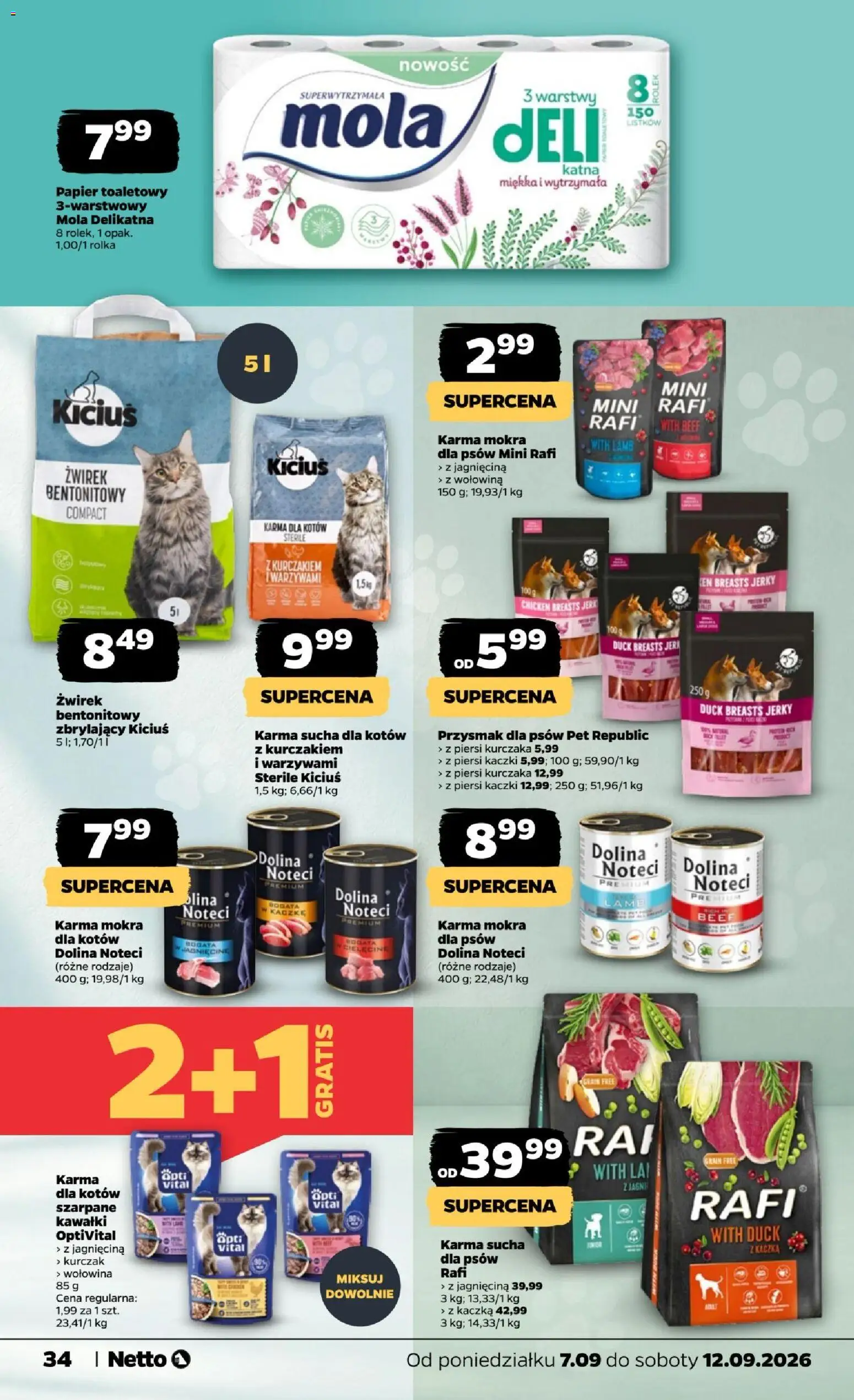Netto gazetka od poniedziałku od 07.09.2026 | Strona: 34 | Produkty: Kaczka, Karma dla kotów, Wołowina, Dolina noteci