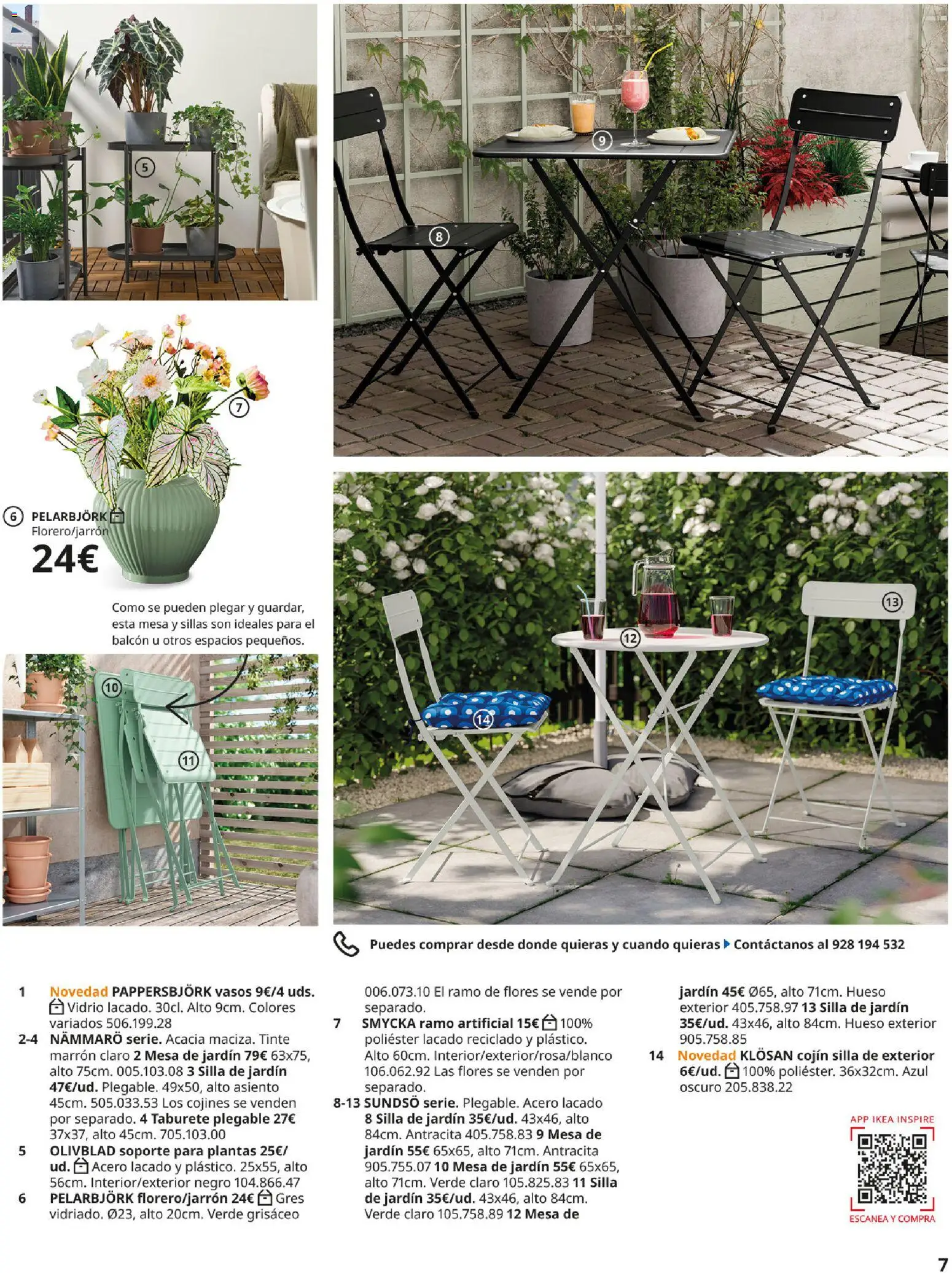 Catálogo IKEA Muebles de exterior │ válido desde el 17/12/2025 | Página: 7 | Productos: Taburete, Flores, Mesa, Silla