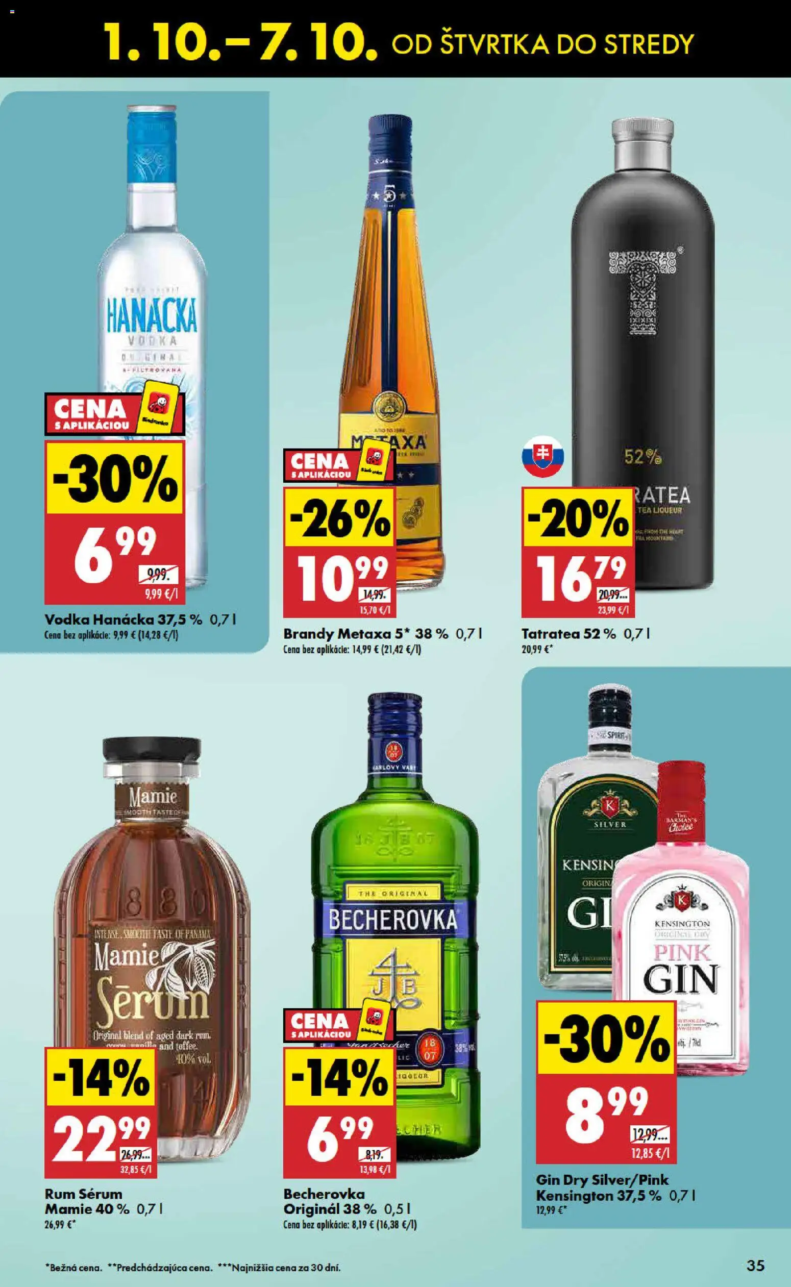 Nové Biedronka akcie – leták je platný od 01.10.2026 | Strana: 35 | Produkty: Becherovka, Gin, Brandy, Vodka
