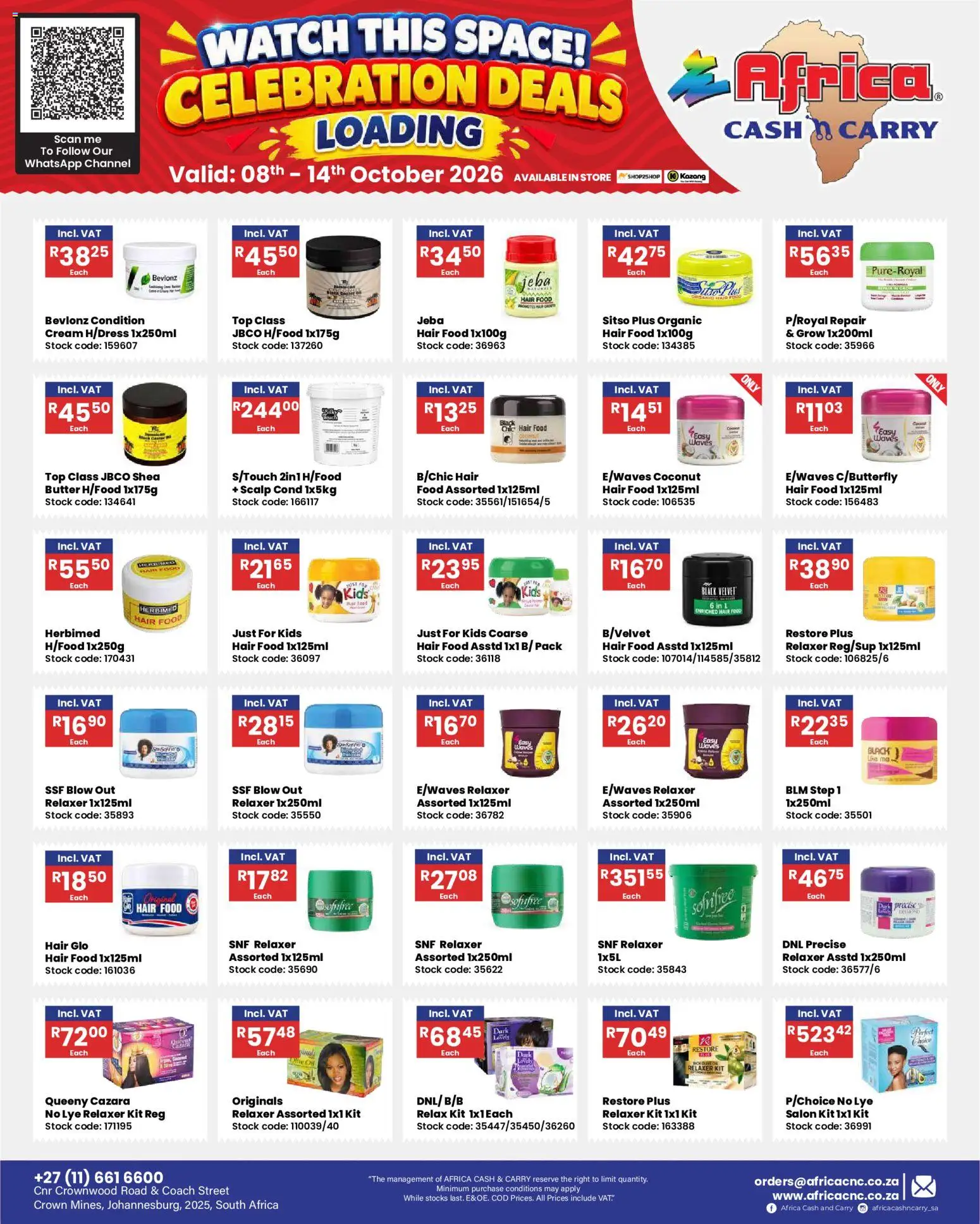 New Africa Cash & Carry catalogue – valid from 08/10/2026 | Page: 3 | Products: Butter, Cream, Stock, Relaxer