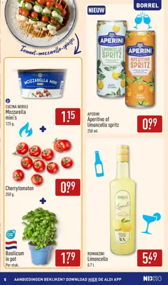 Aldi folder - Buiten eten - Voorbeeld van een folder van Aldi, geldig van 22-06-2026 | Pagina: 5 | Producten: Melk, Pot, Mozzarella, Fruit
