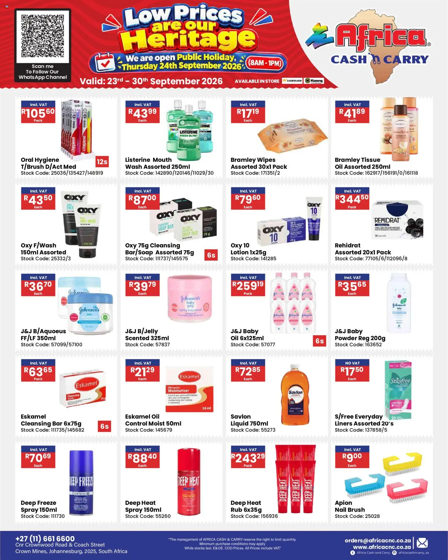 New Africa Cash & Carry catalogue – valid from 23/09/2026 | Page: 84 | Products: Powder, Brush, Soap, Lotion