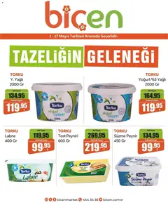 01.05.2026 tarihinden itibaren geçerli olan Biçen Market kataloğu önizlemesi | Sayfa: 1 | Ürünler: Raf, Peynir, Yoğurt, Süzme peynir