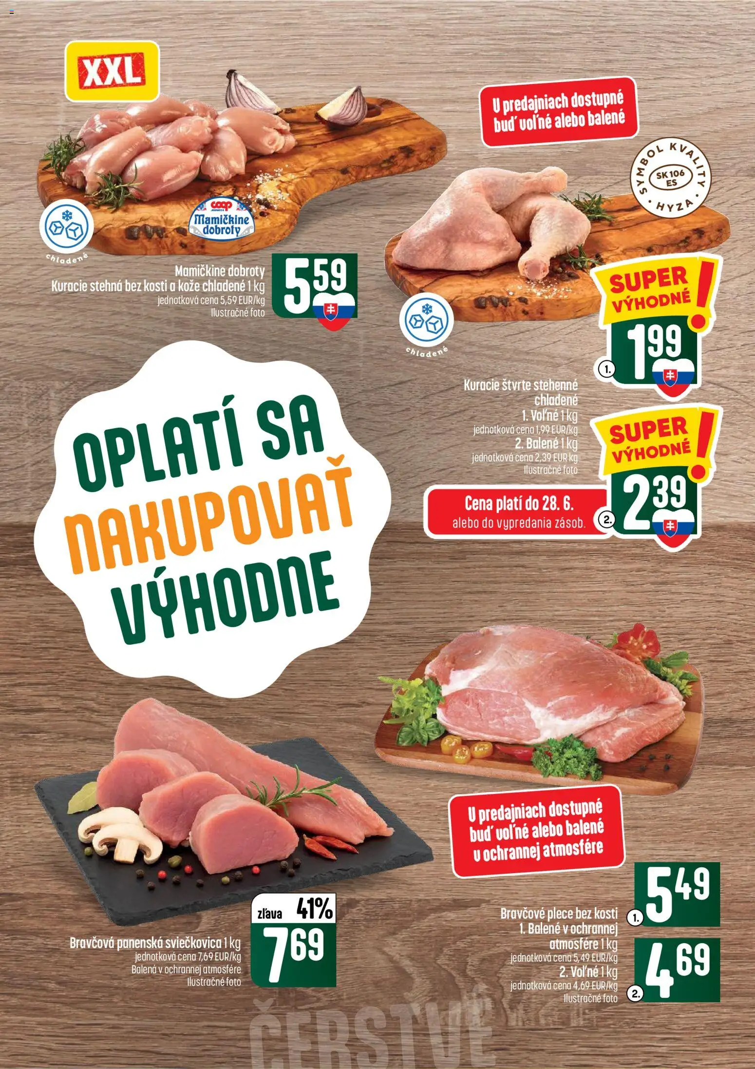 Nové COOP Jednota akcie – leták je platný od 25.06.2026 | Strana: 12 | Produkty: Bravčové plece, Kuracie stehná
