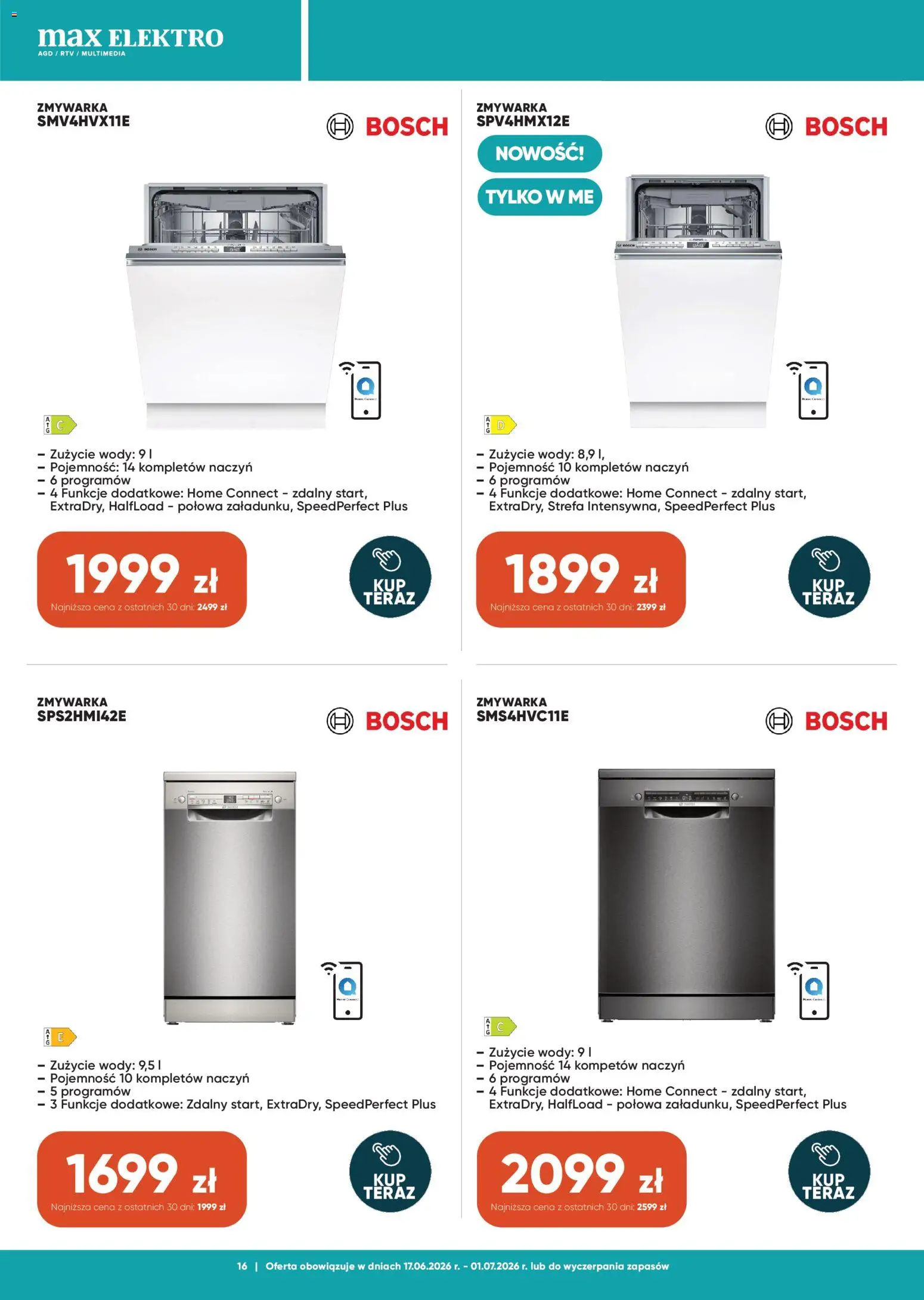 Max elektro gazetka od 17.06.2026 | Strona: 16 | Produkty: Zmywarka